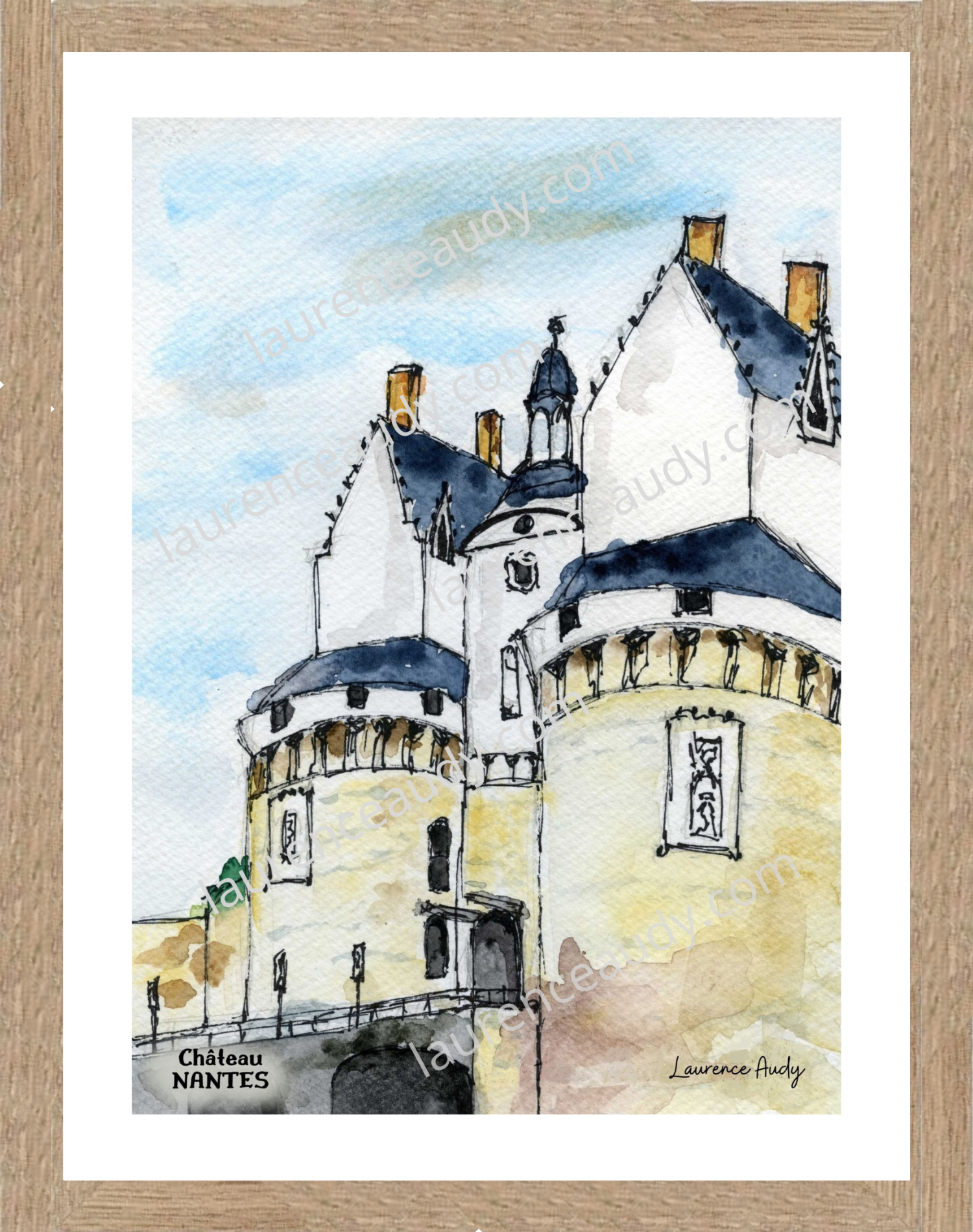 Affiche Château à Nantes — aquarelle – Image 2