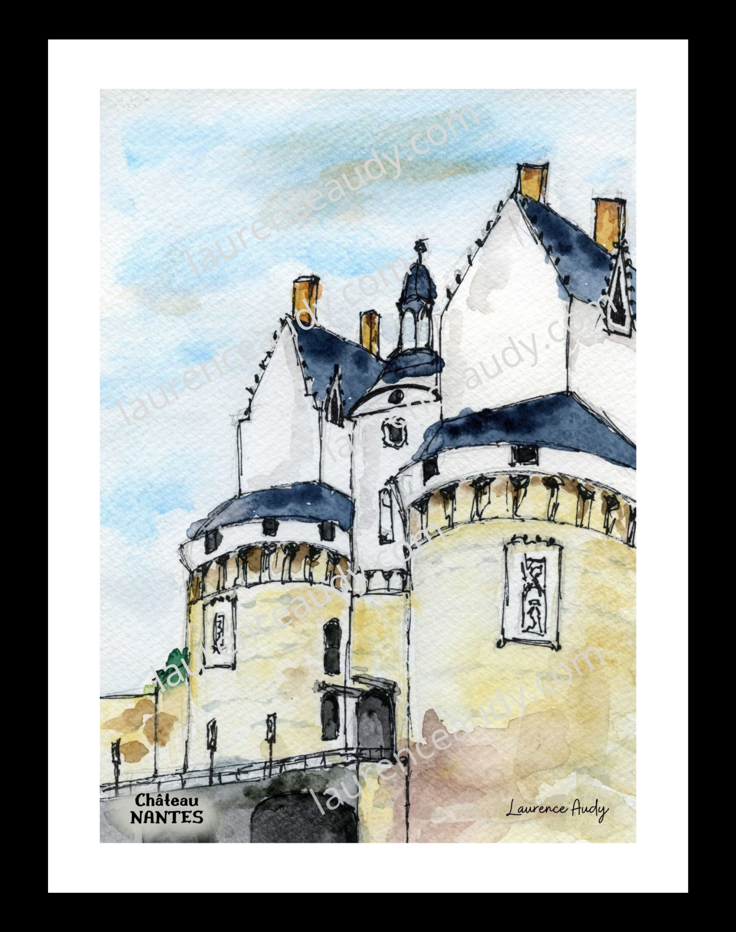 Affiche Château à Nantes — aquarelle – Image 3