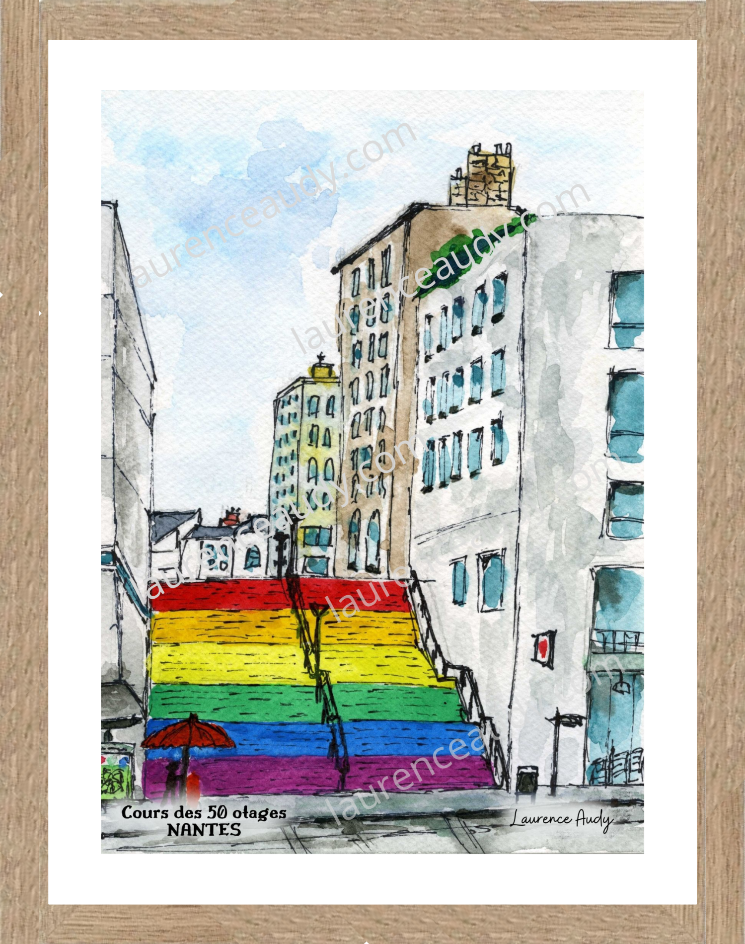 Affiche Cours des 50 otages à Nantes — aquarelle – Image 4