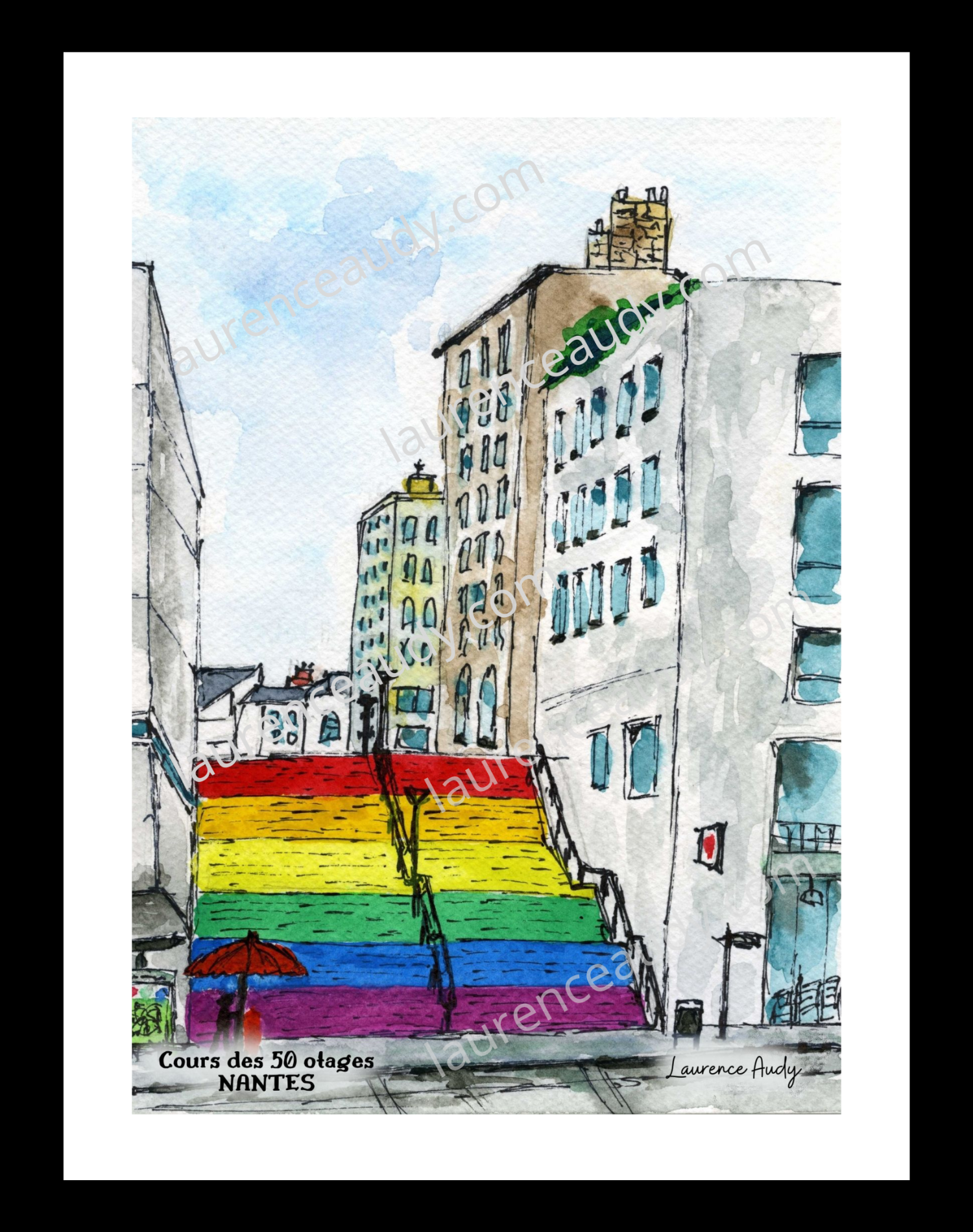 Affiche Cours des 50 otages à Nantes — aquarelle – Image 5