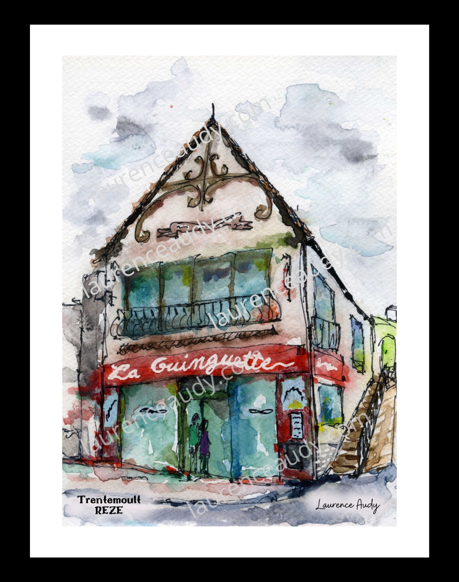 Affiche Guinguette Trentemoult à Rezé — aquarelle – Image 4
