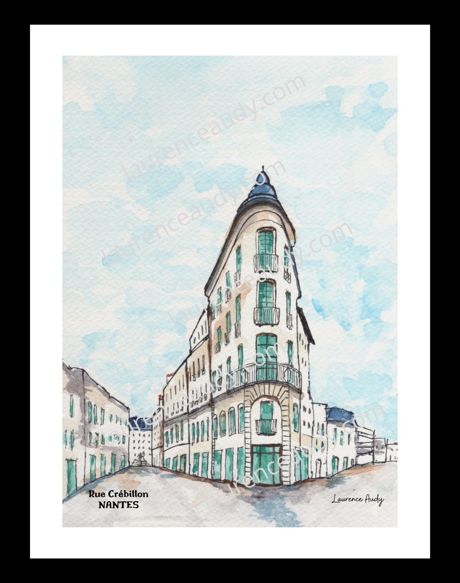 Affiche Rue Crébillon à Nantes — aquarelle – Image 3