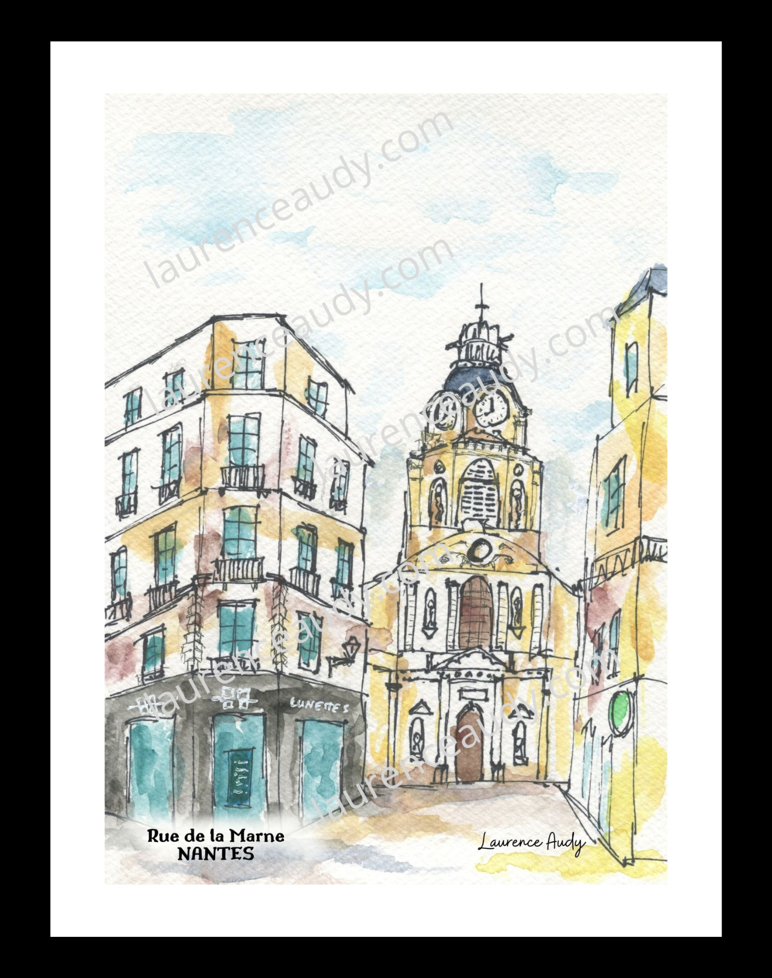 Affiche rue de la Marne à Nantes — aquarelle – Image 3