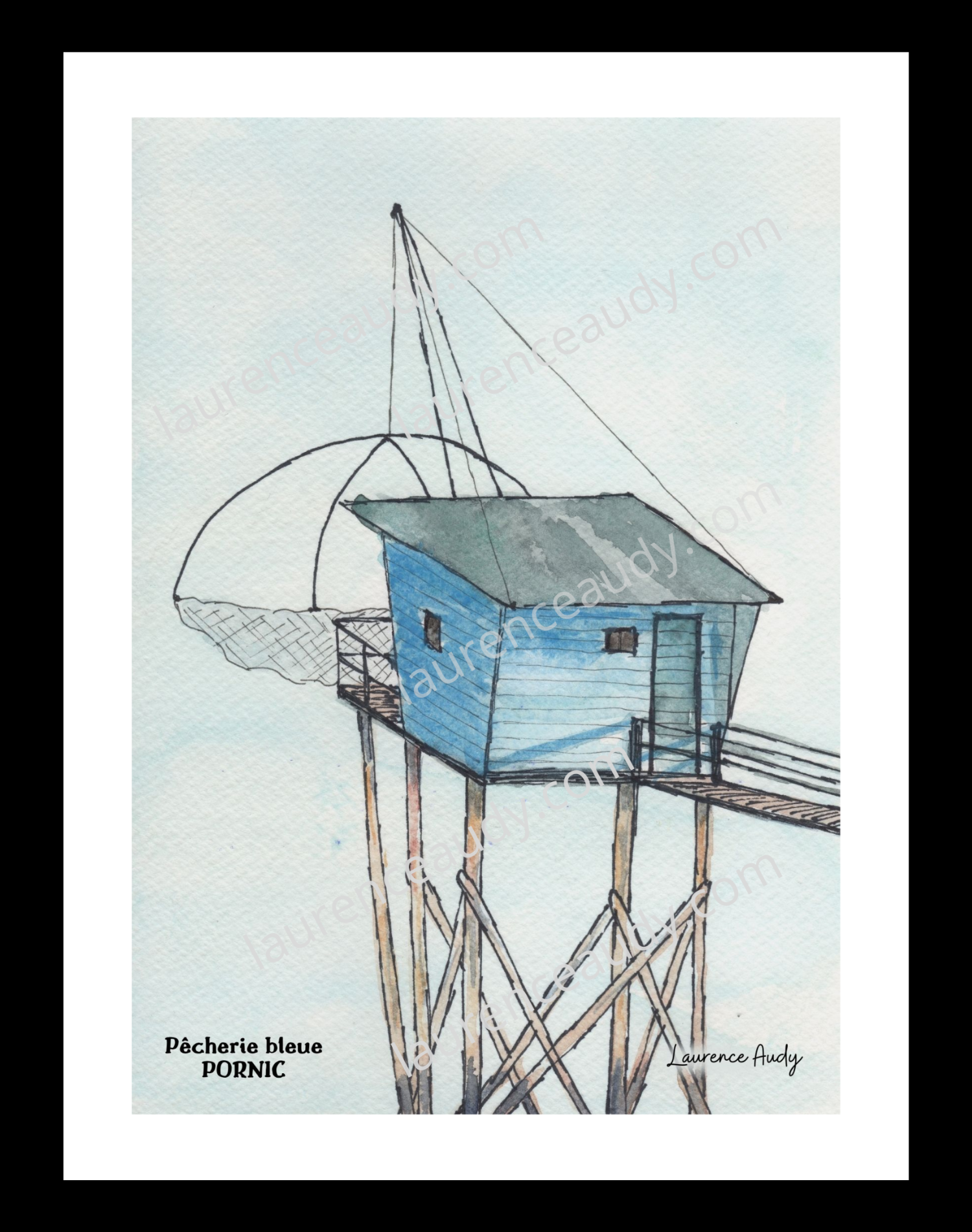 Affiche pêcherie n°1 à Pornic — aquarelle – Image 3