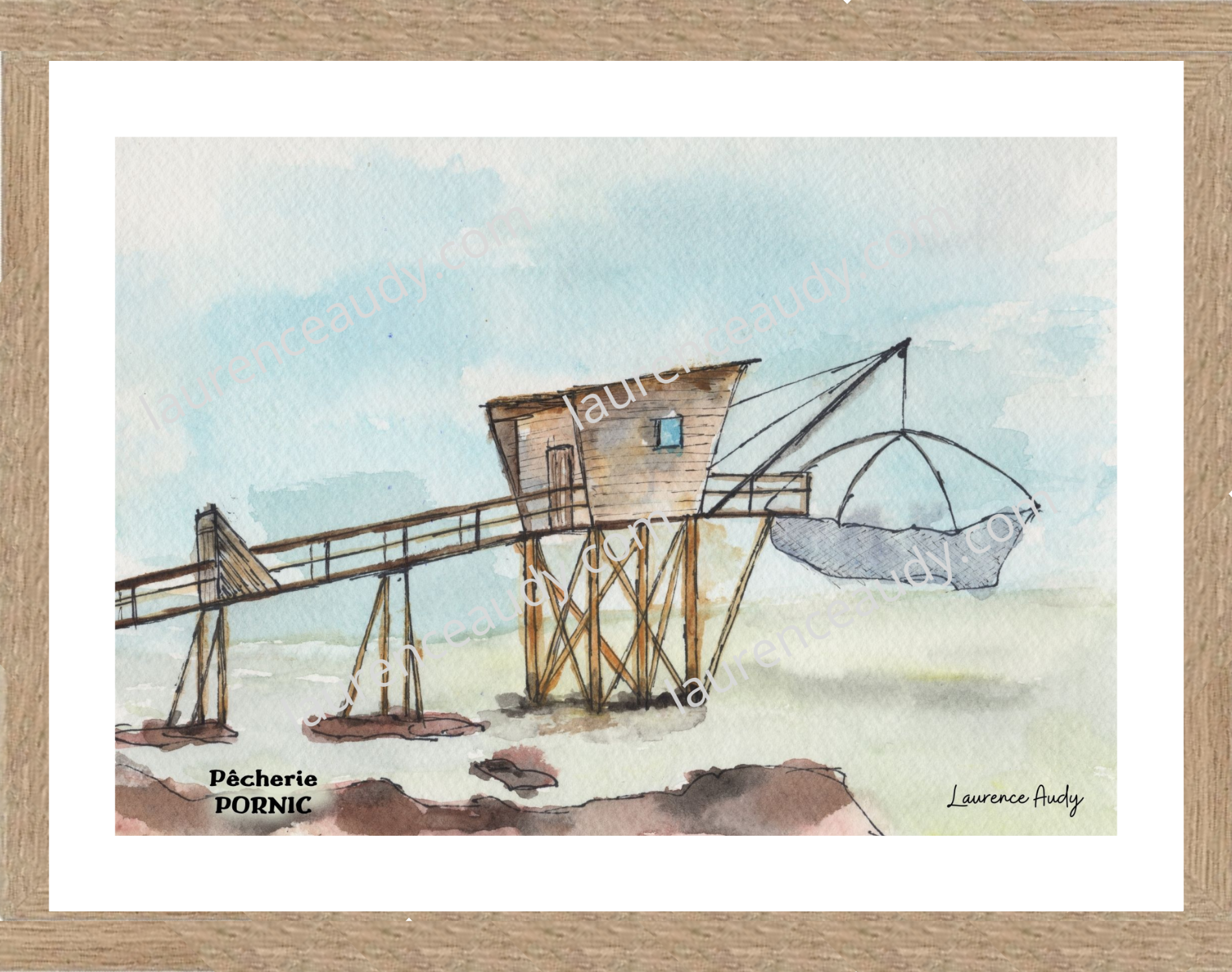 Affiche pêcherie n°2 à Pornic — aquarelle – Image 2