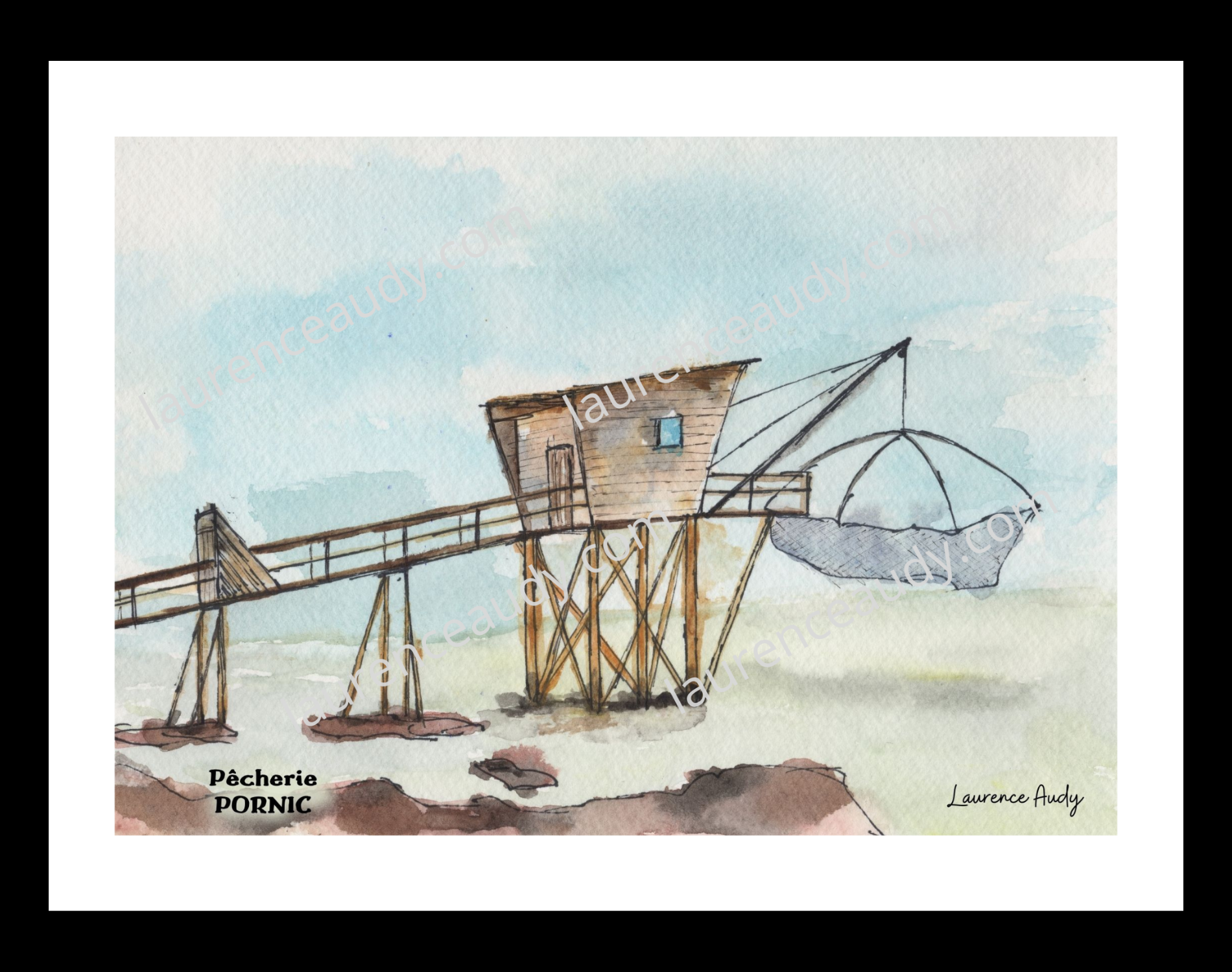 Affiche pêcherie n°2 à Pornic — aquarelle – Image 3