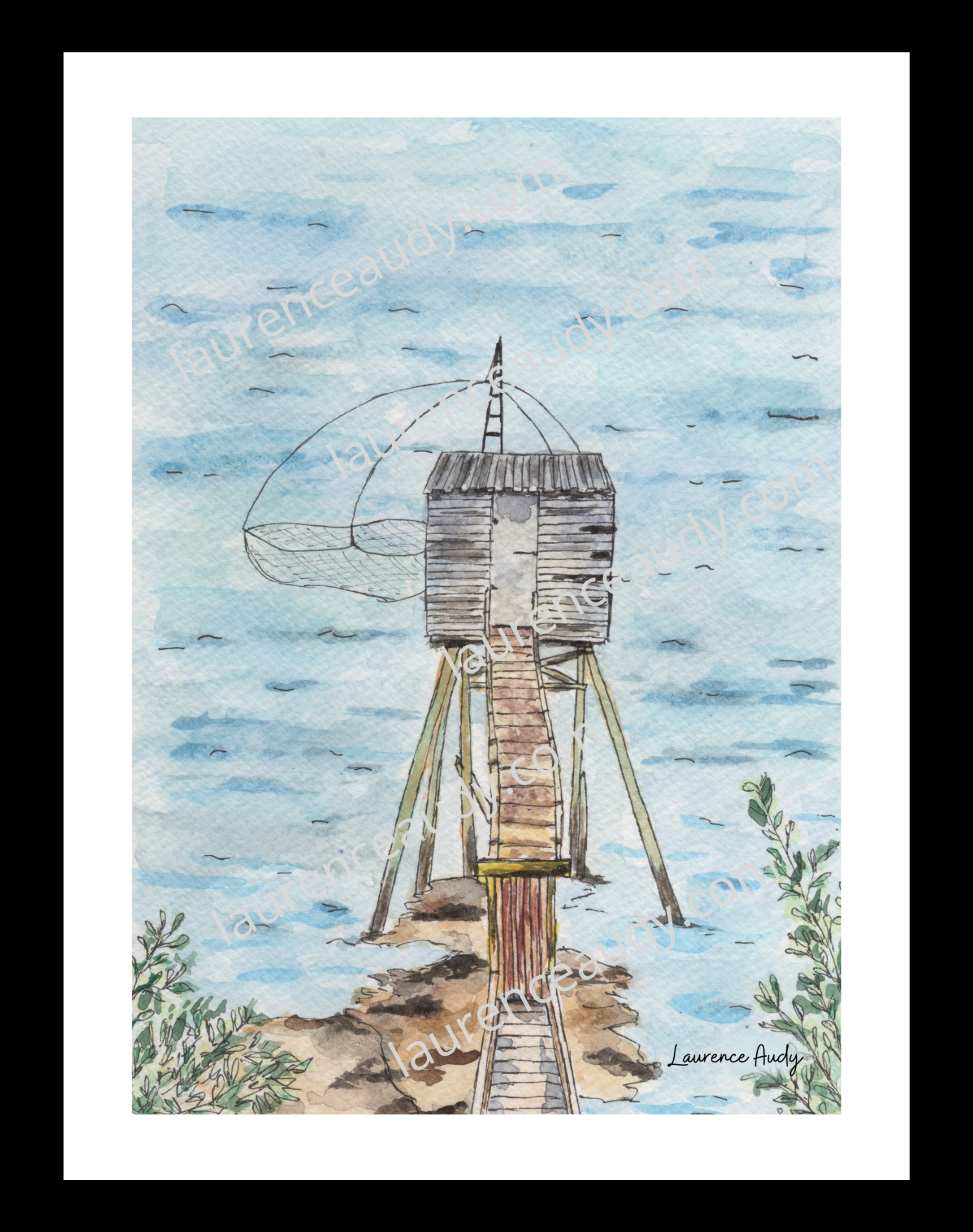 Affiche Pêcherie n°3 à Pornic — aquarelle – Image 3
