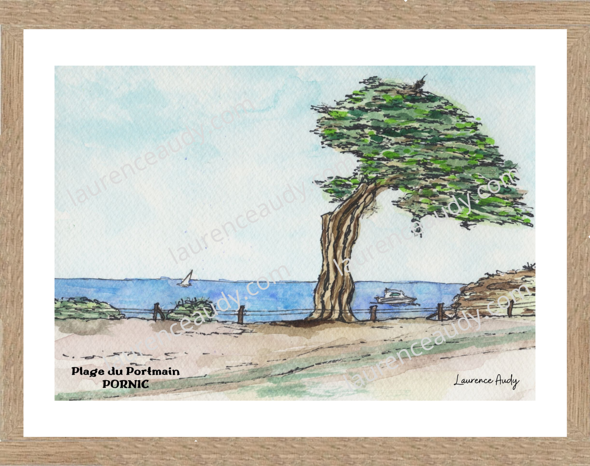 Affiche plage Portmain à Pornic — aquarelle – Image 2