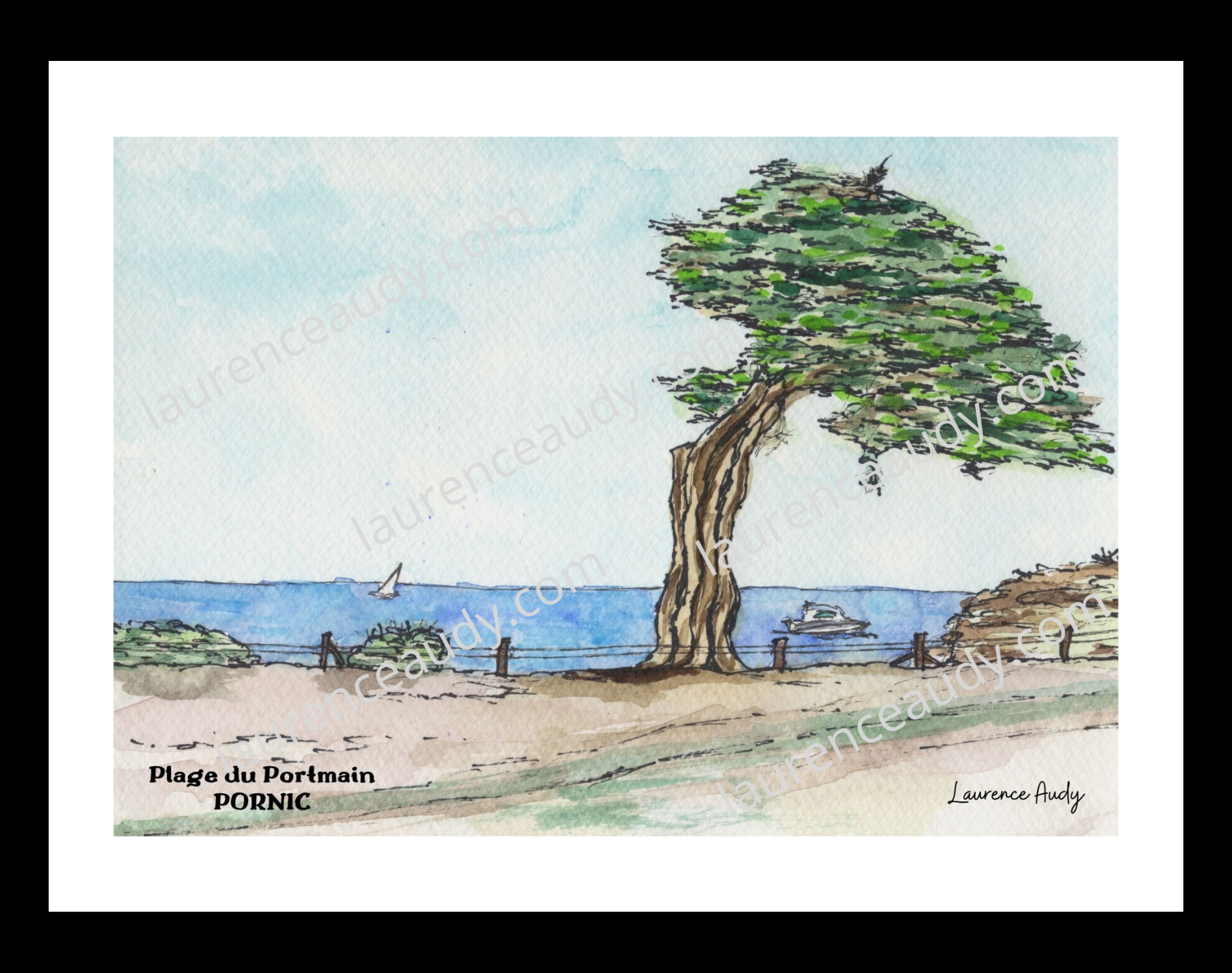 Affiche plage Portmain à Pornic — aquarelle – Image 3
