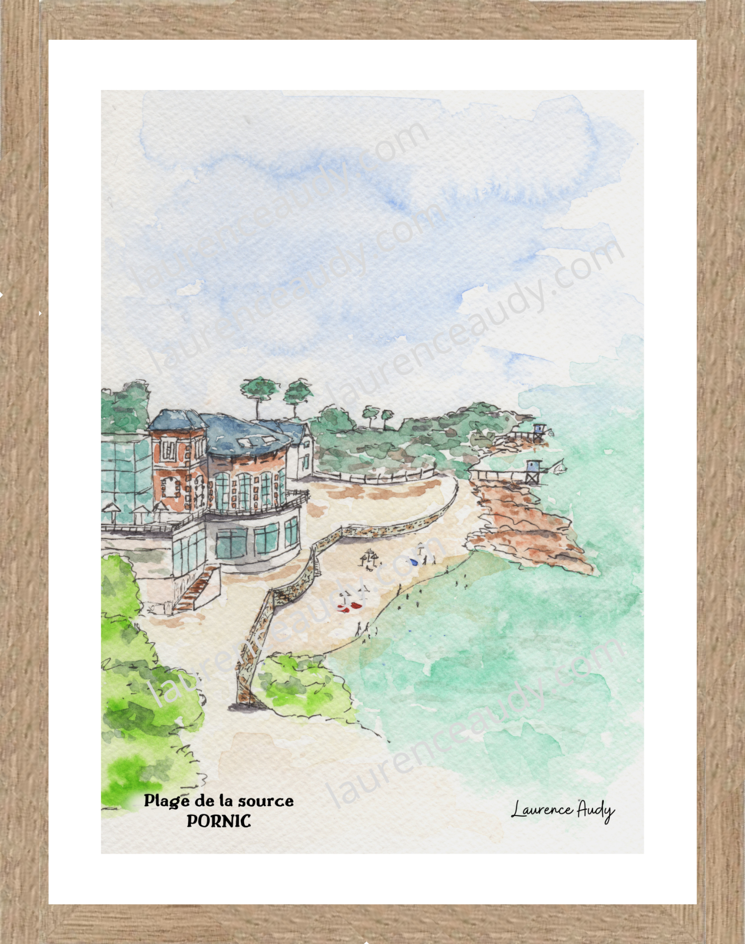 Affiche Plage de la Source à Pornic — aquarelle – Image 3