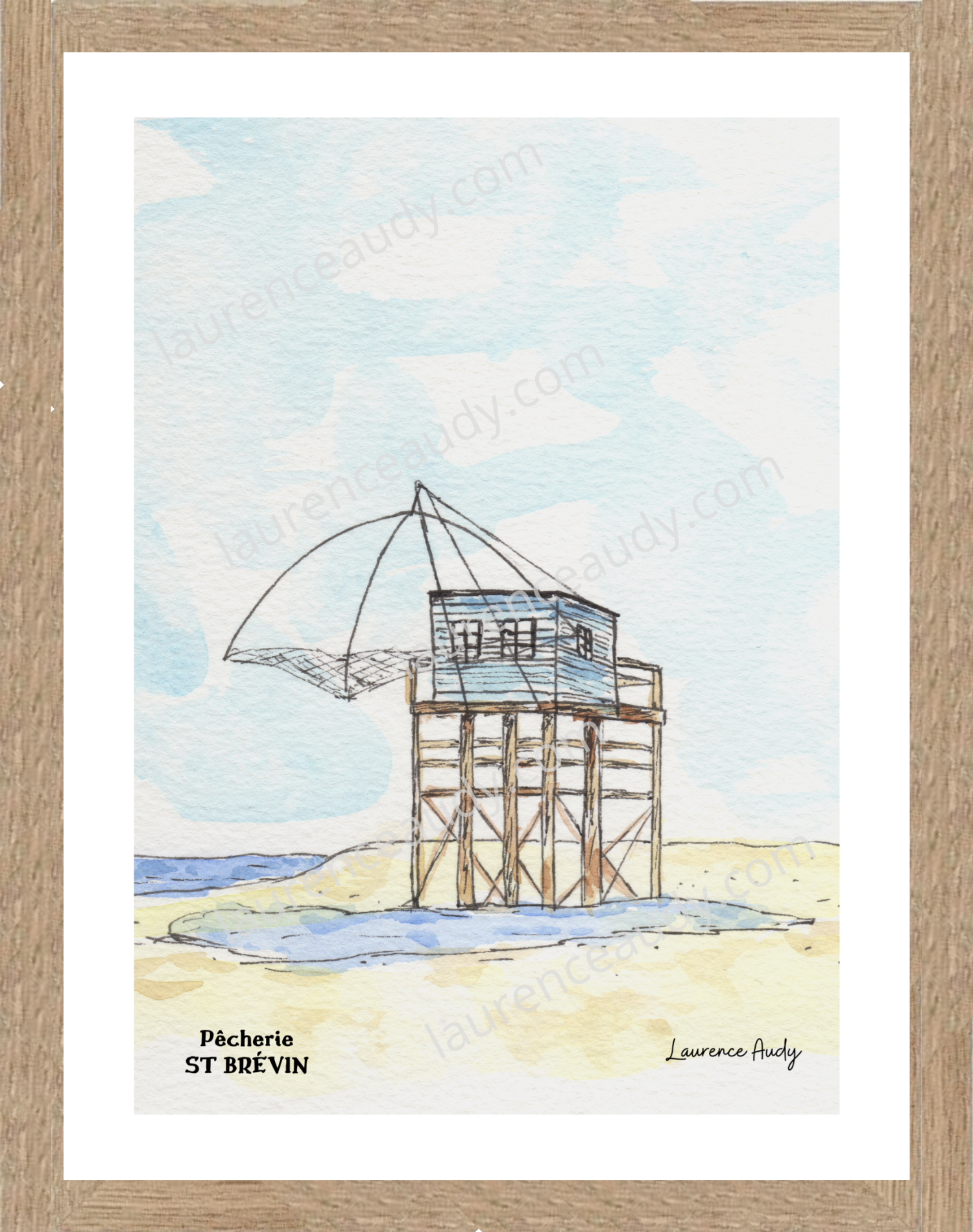 Affiche Pêcherie à St Brévin — aquarelle – Image 3