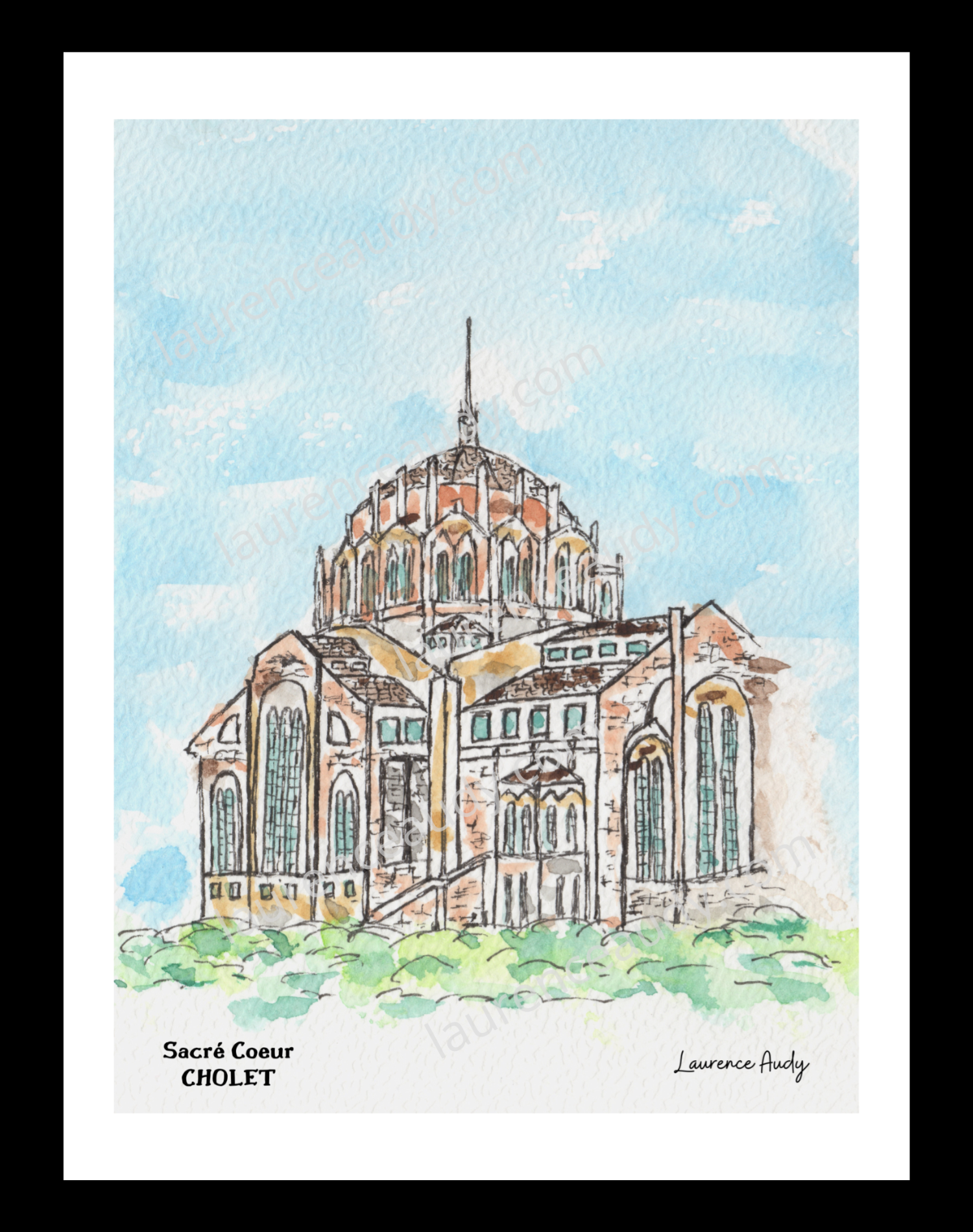 Affiche Sacré cœur à Cholet — aquarelle – Image 2