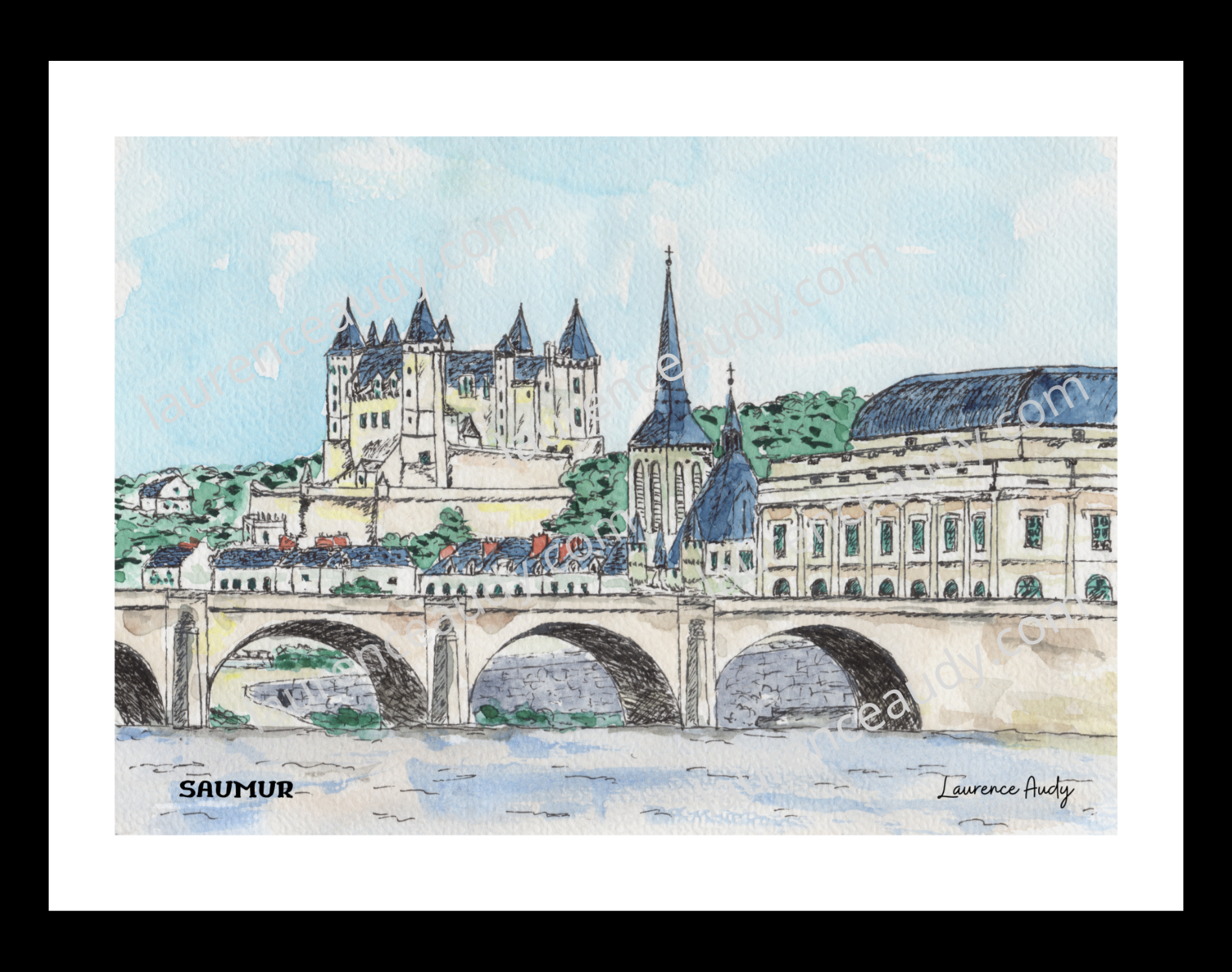 Affiche Saumur — aquarelle – Image 2