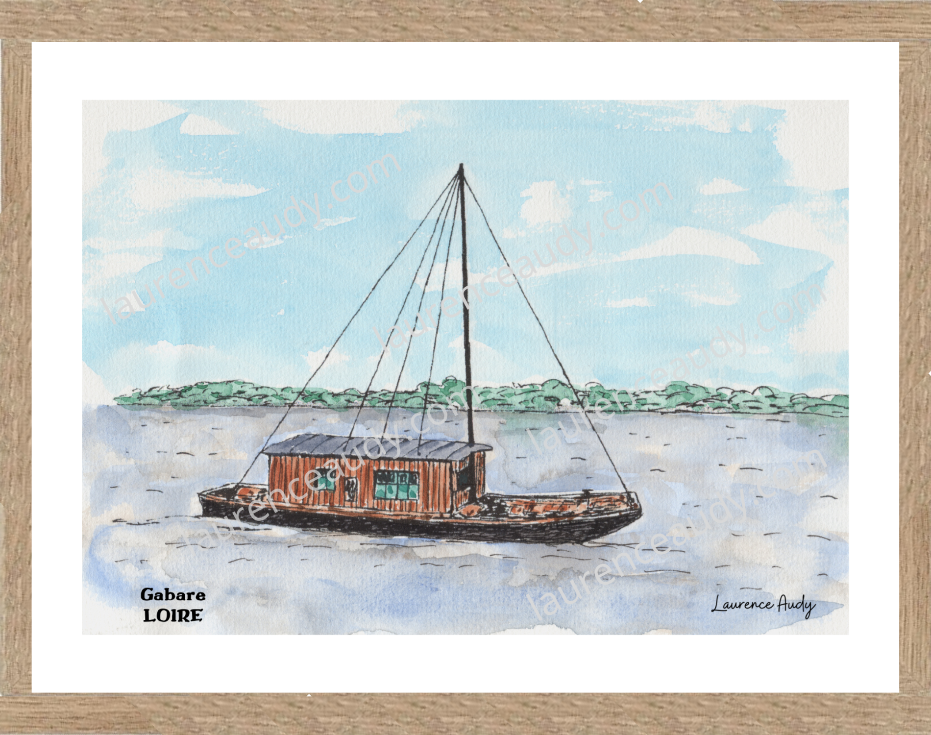 Affiche Gabare sur la Loire — aquarelle – Image 3
