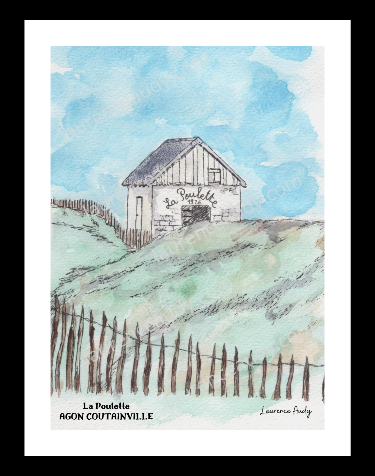 Affiche La Poulette à Agon Coutainville — aquarelle – Image 2