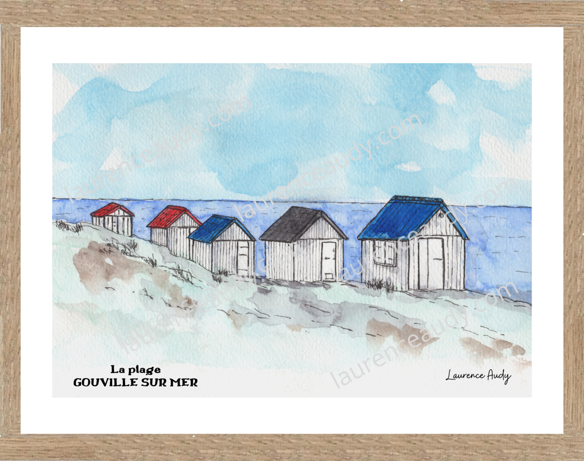 Affiche La Plage à Gouville sur mer — aquarelle – Image 3