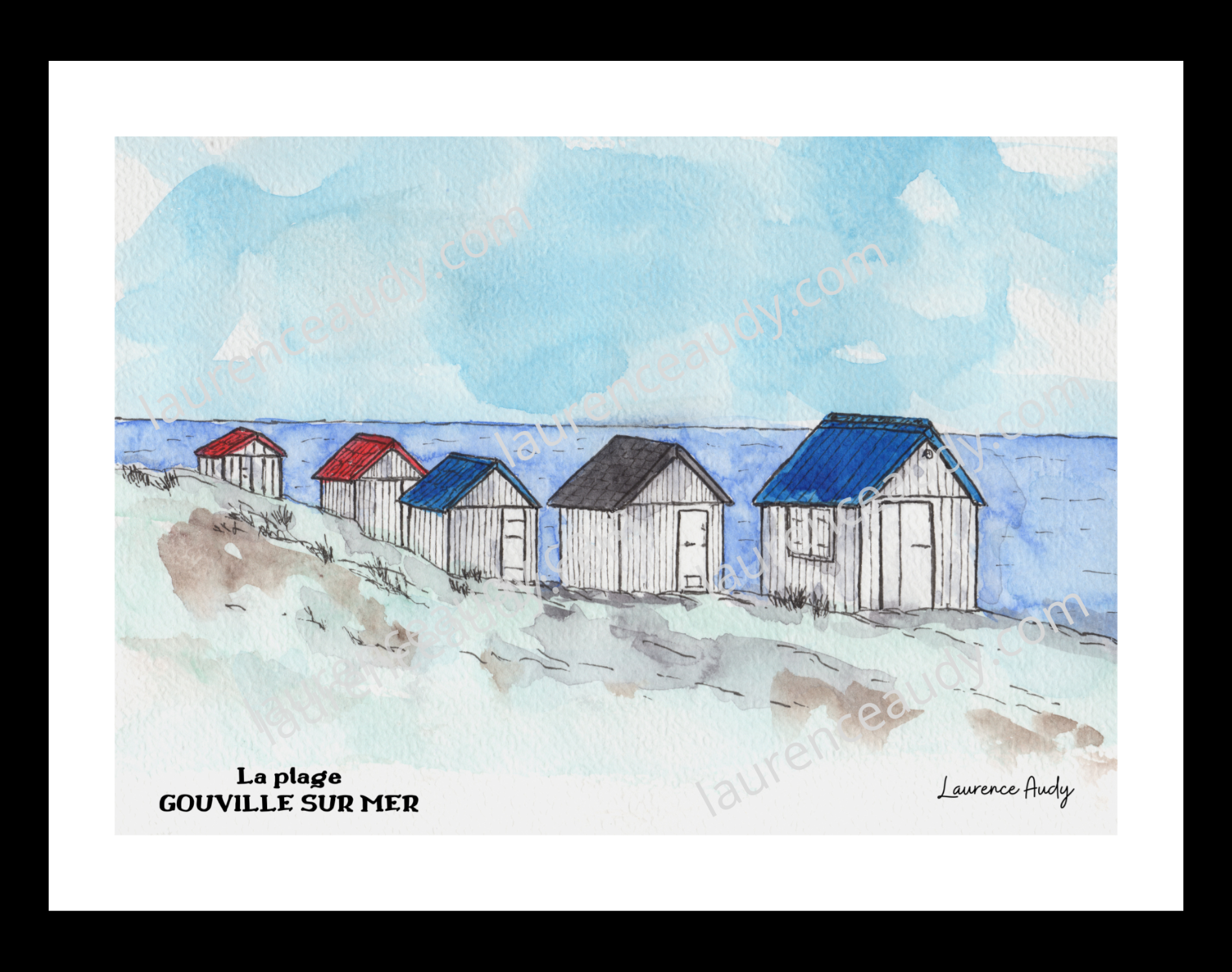 Affiche La Plage à Gouville sur mer — aquarelle – Image 2
