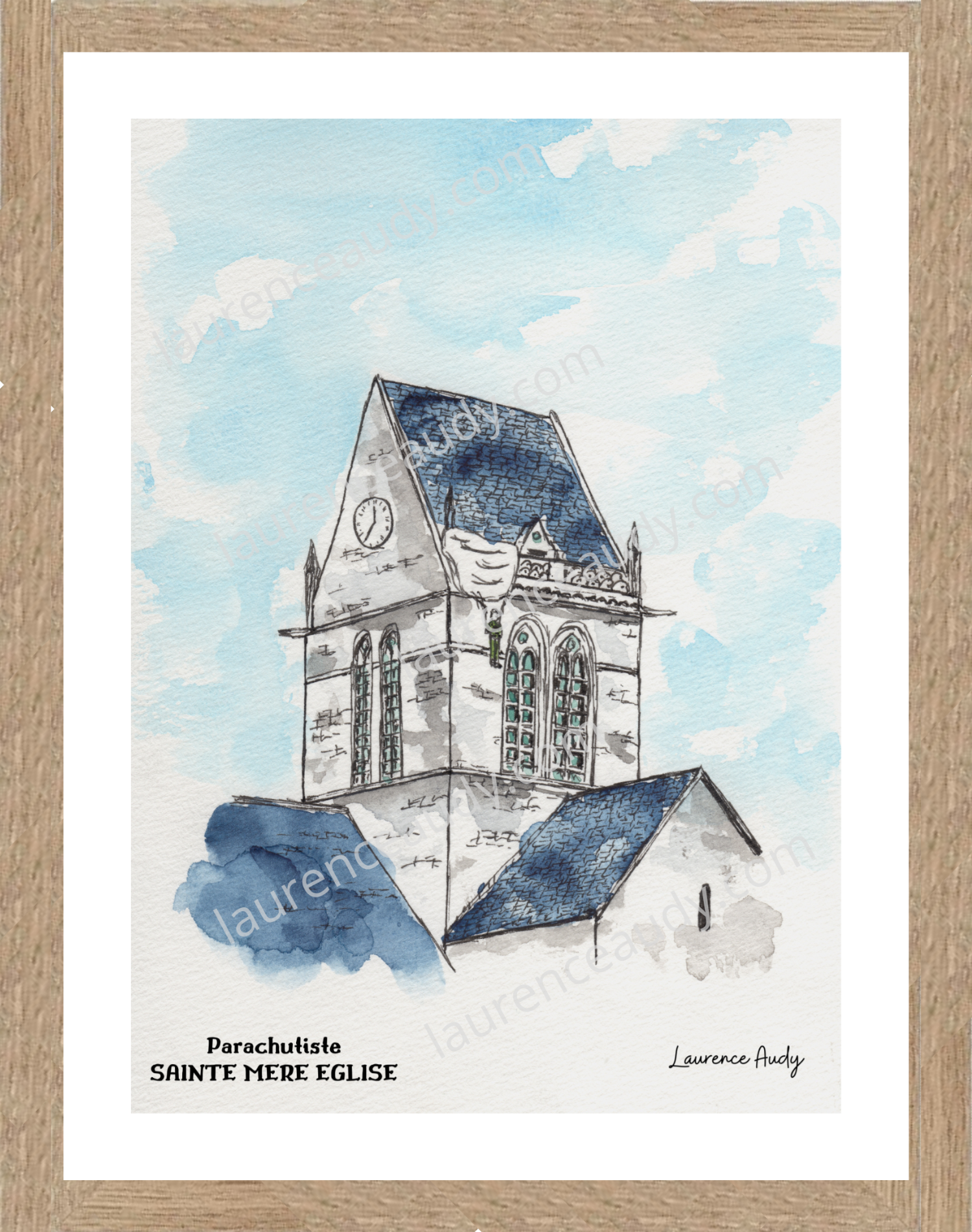 Affiche Parachutiste à Saint Mère Eglise — aquarelle – Image 3