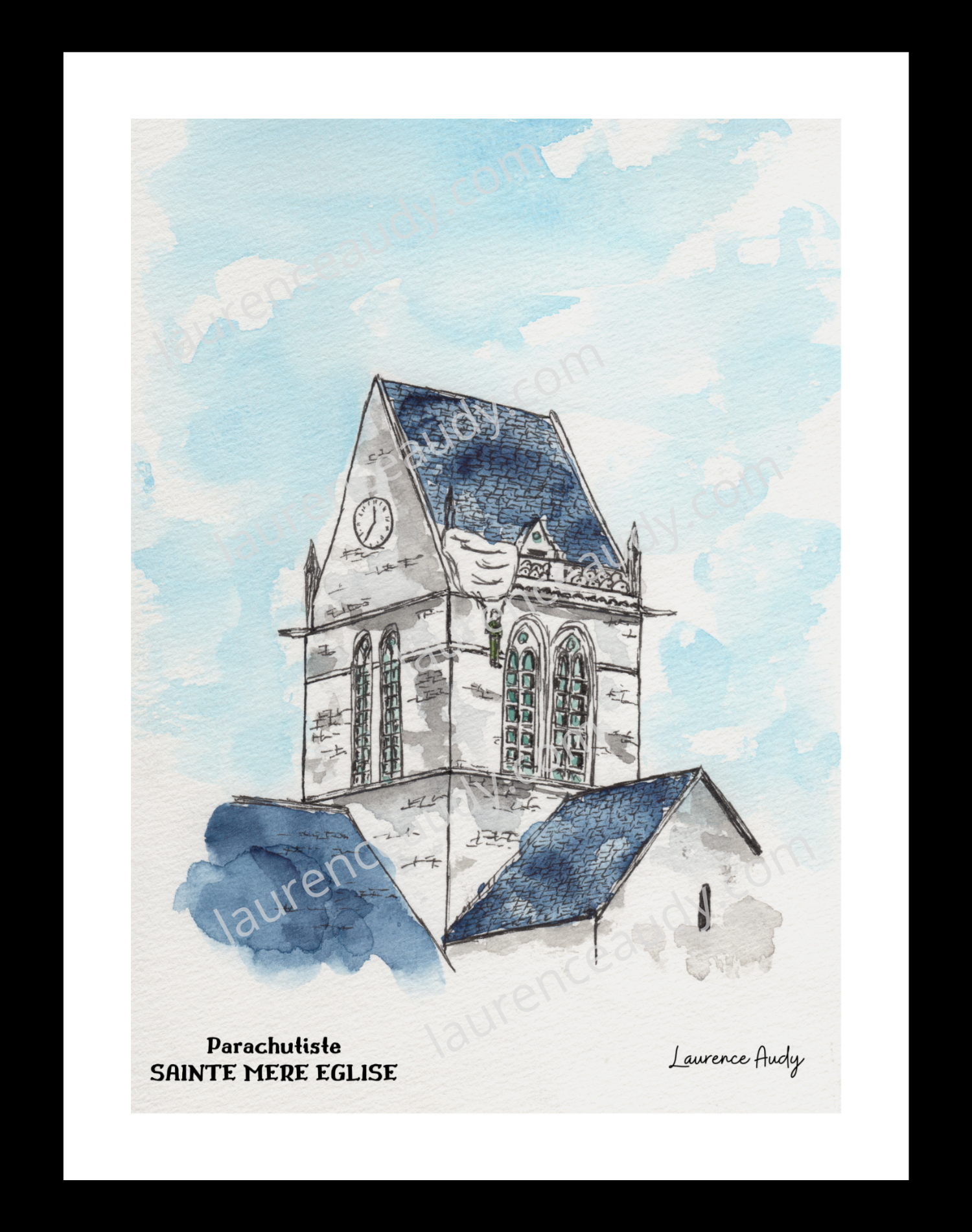 Affiche Parachutiste à Saint Mère Eglise — aquarelle – Image 2