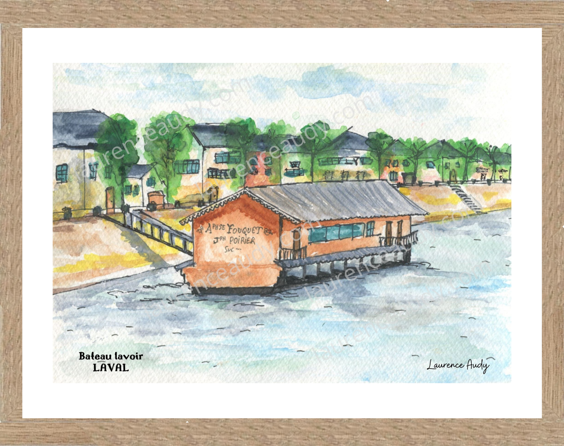 Affiche le bateau lavoir à Laval — aquarelle – Image 3