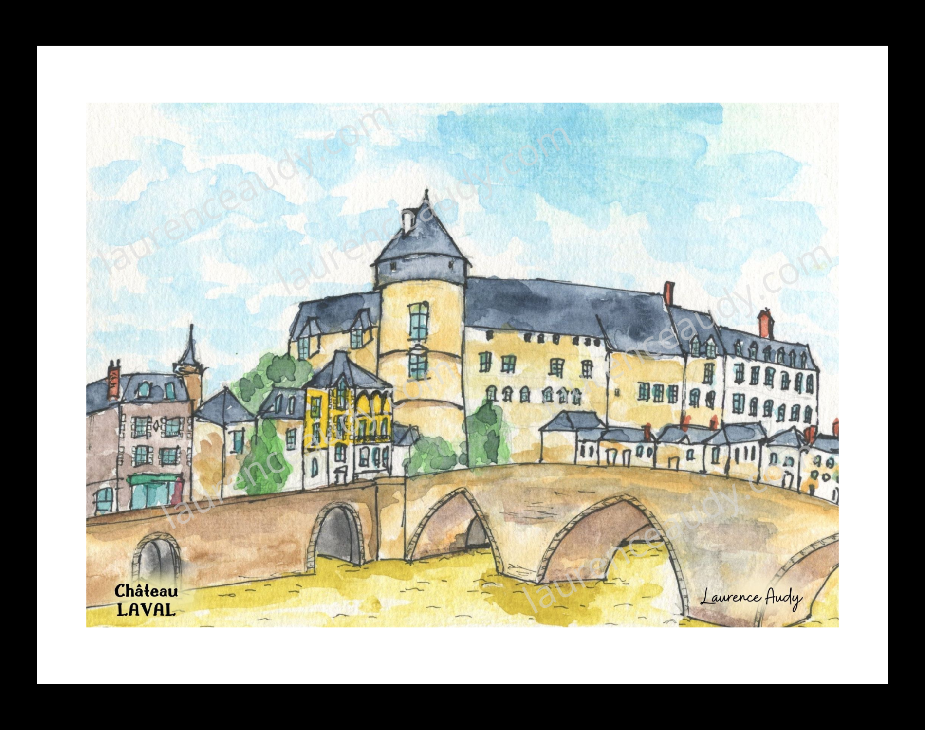 Affiche château 1 à Laval — aquarelle – Image 2