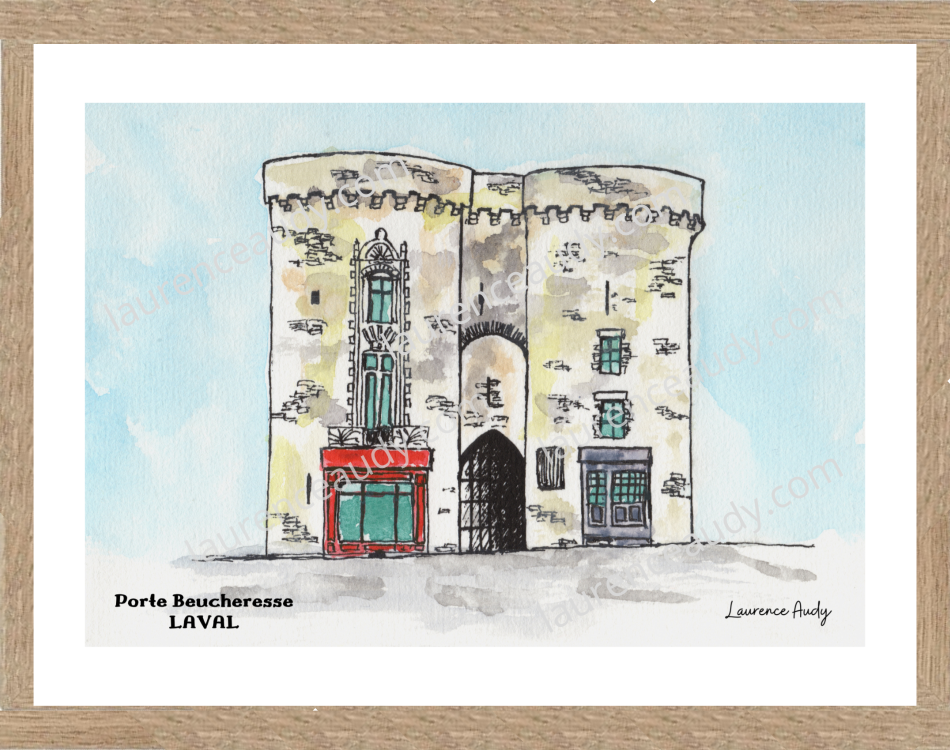 Affiche Porte Beucheresse à Laval — aquarelle – Image 3