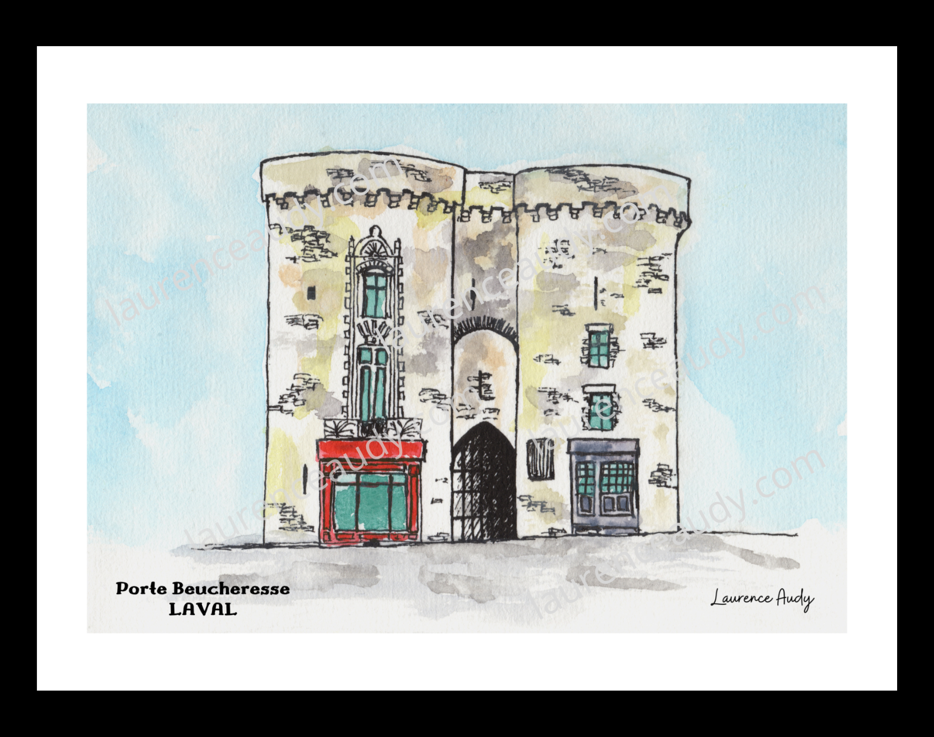 Affiche Porte Beucheresse à Laval — aquarelle – Image 2