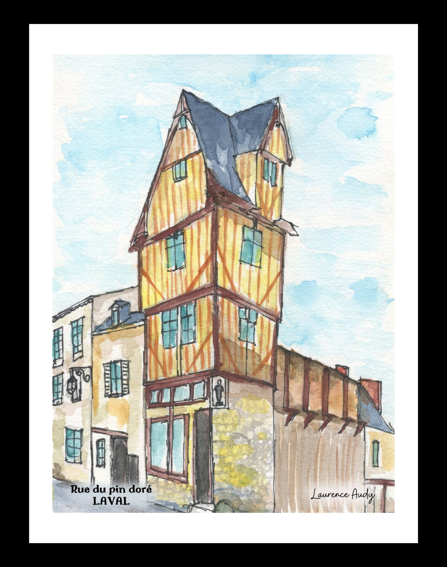 Affiche rue du pin doré à Laval — aquarelle – Image 2