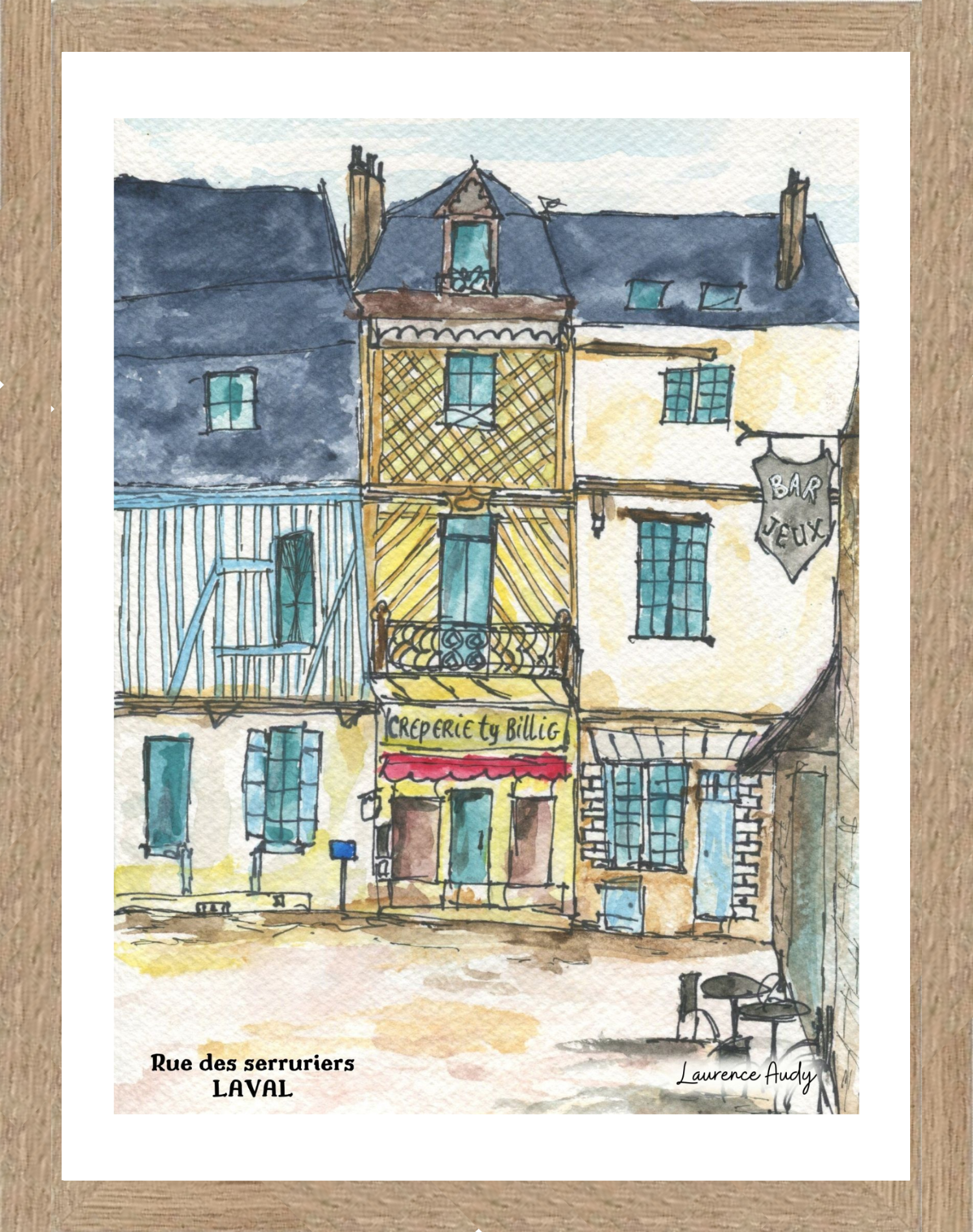 Affiche rue serruriers à Laval — aquarelle – Image 3