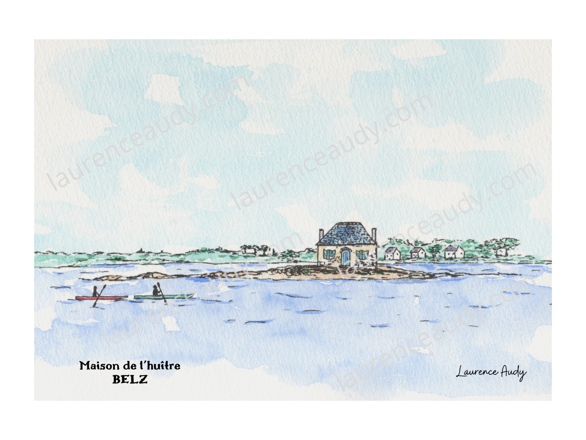 56-BELZ-MAISON HUITRE-AQUARELLE FILIGRANE