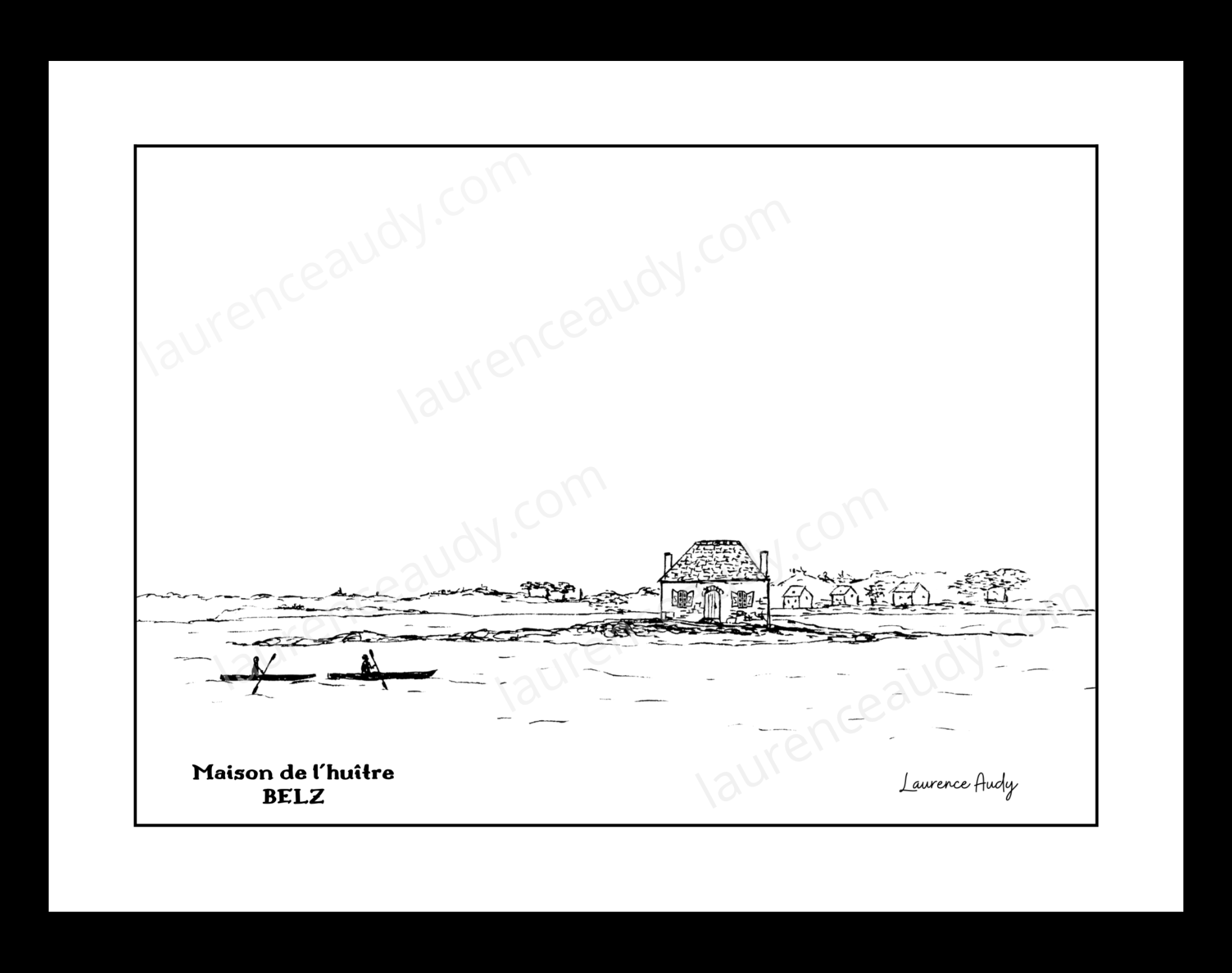56-BELZ-MAISON HUITRE-N&B FILIGRANE CADRE NOIR