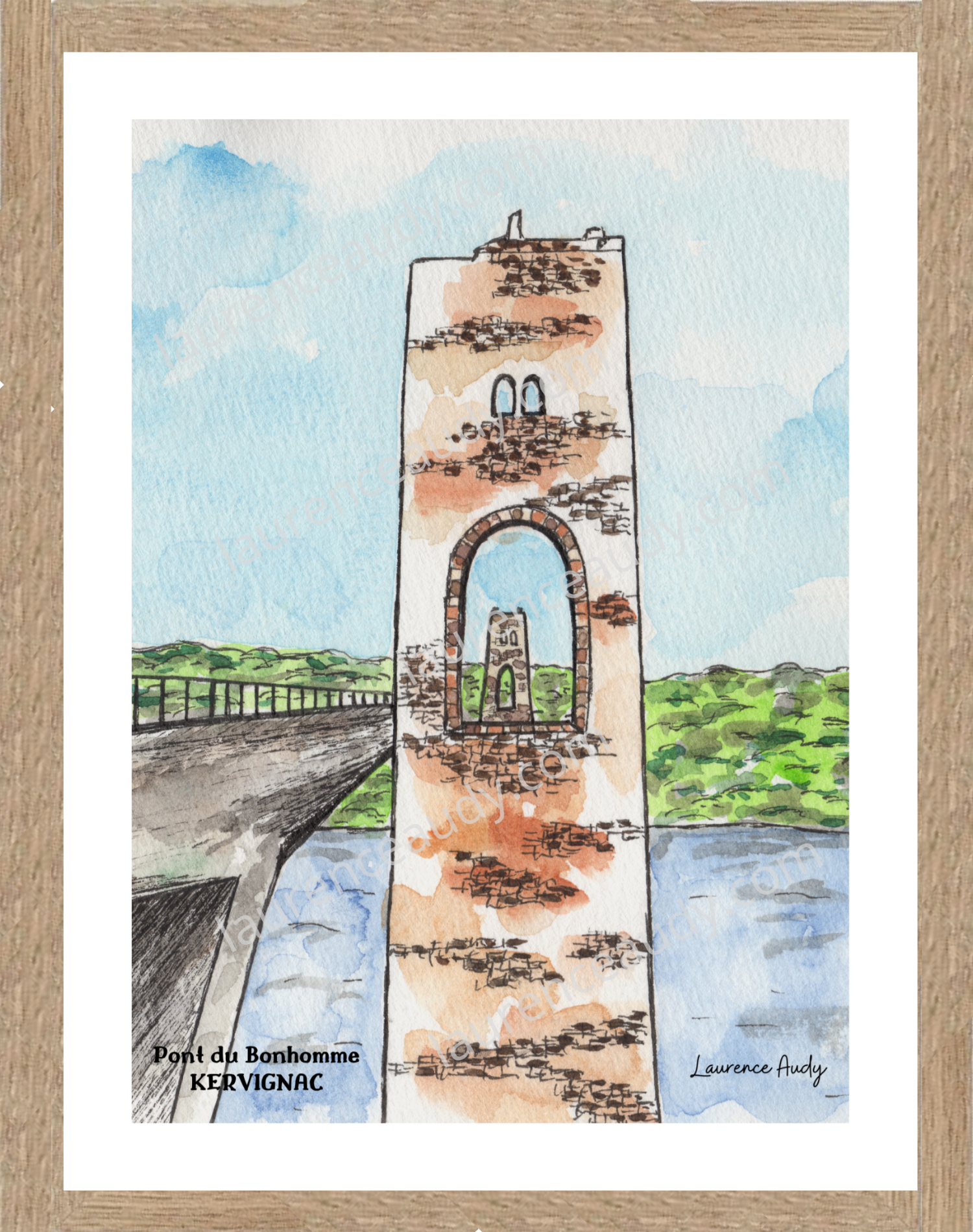 Affiche Pont Bonhomme Kervignac — aquarelle – Image 3