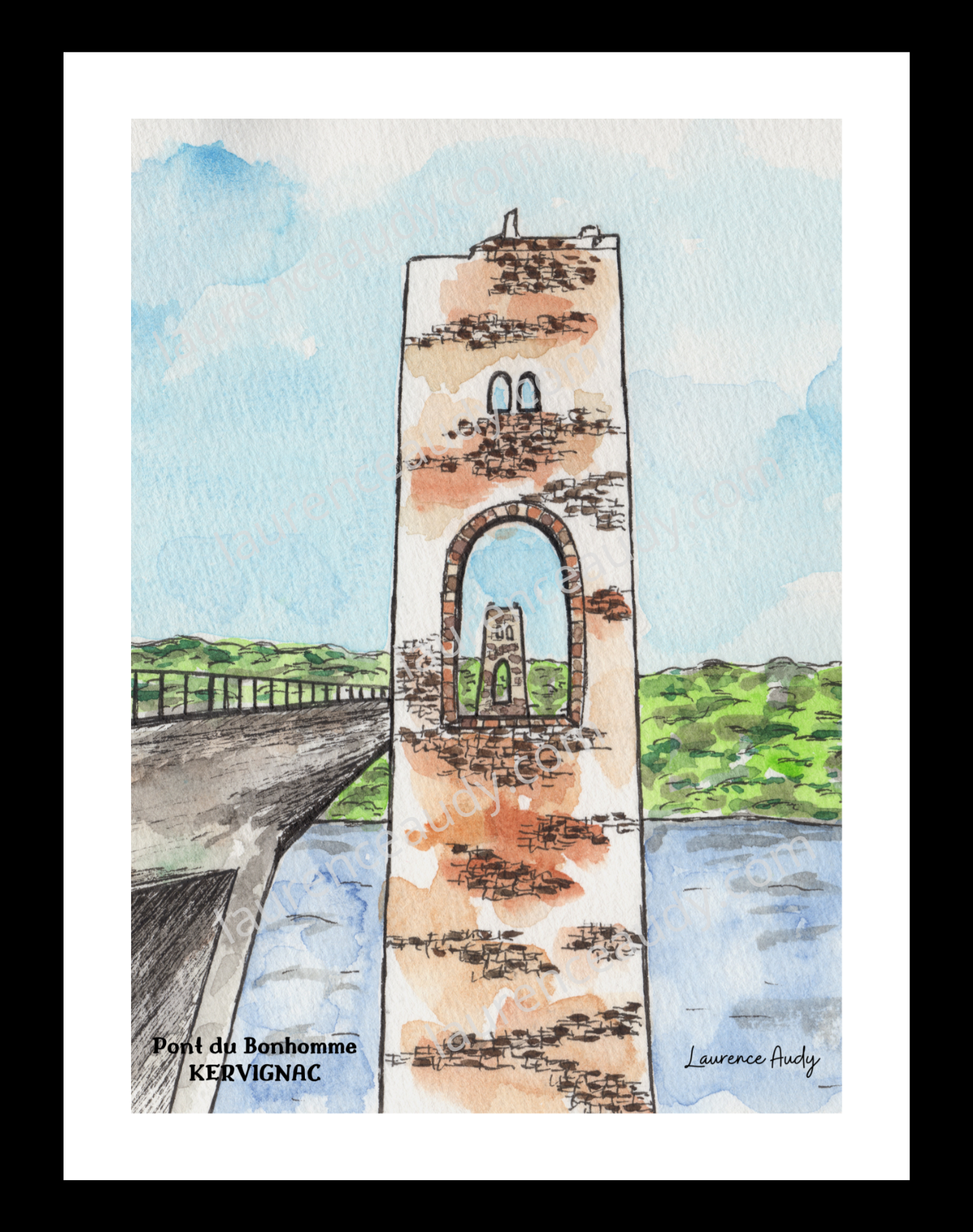 Affiche Pont Bonhomme Kervignac — aquarelle – Image 2
