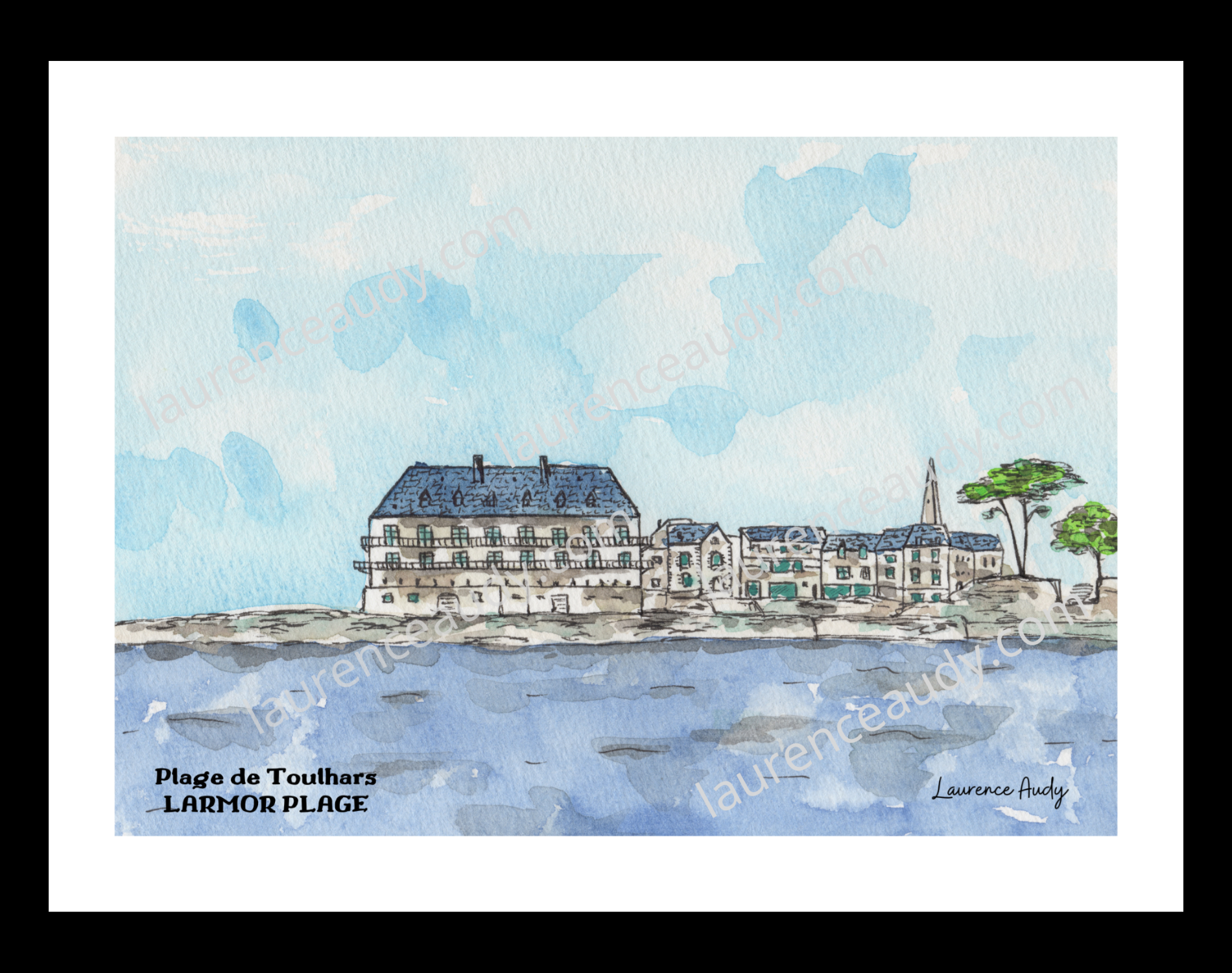 Affiche Plage Toulhars Larmor plage — aquarelle – Image 2
