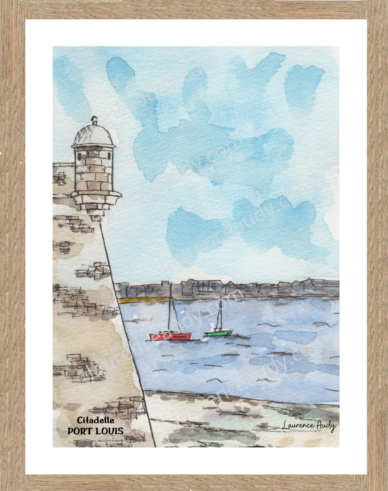 Affiche Citadelle Port Louis — aquarelle – Image 3