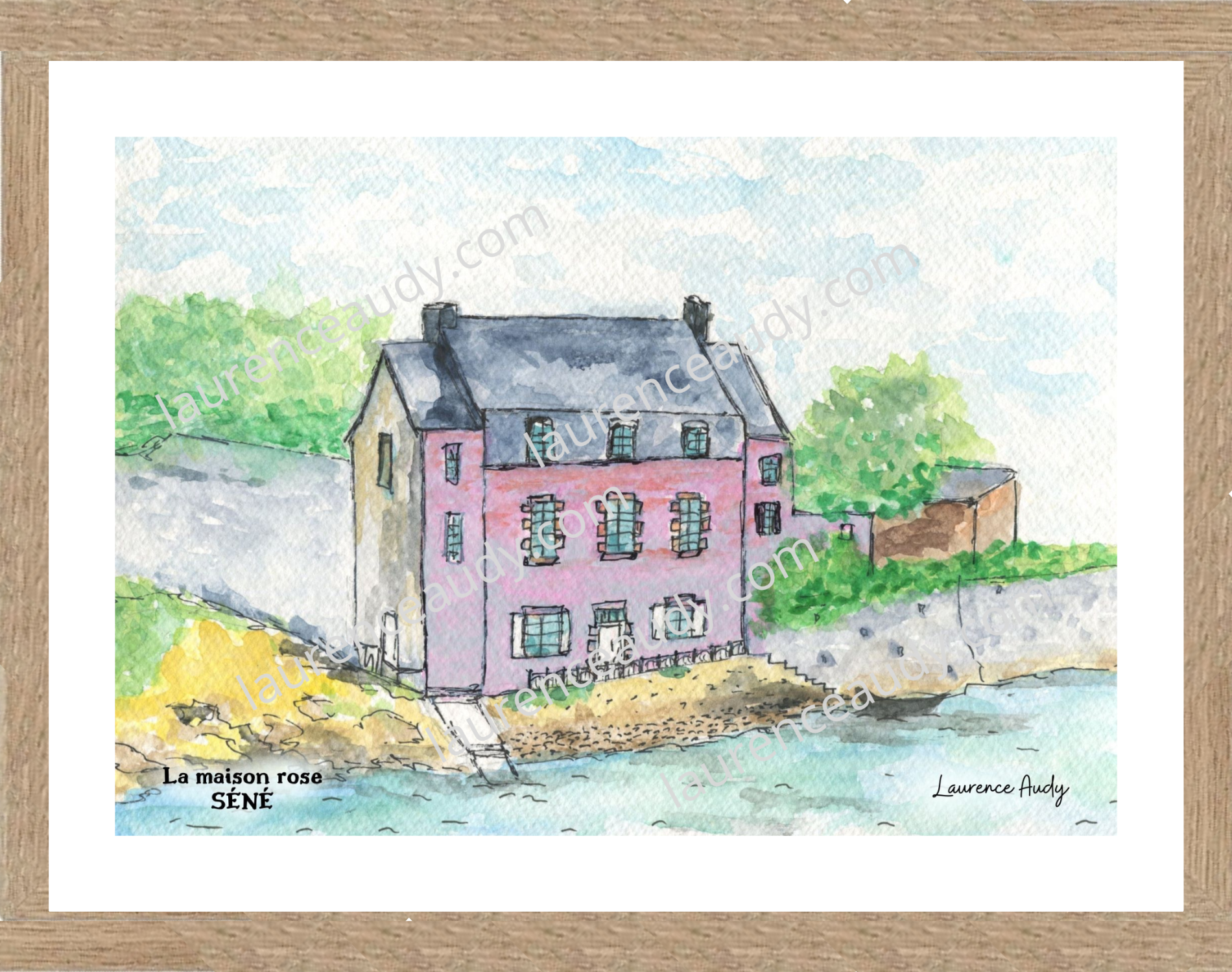 Affiche la maison rose à Séné — aquarelle – Image 2