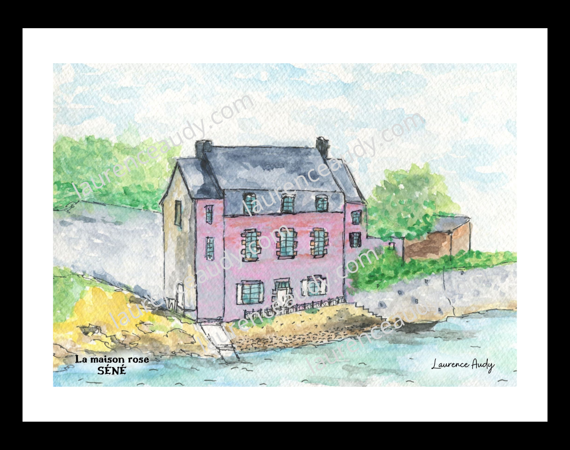 Affiche la maison rose à Séné — aquarelle – Image 3