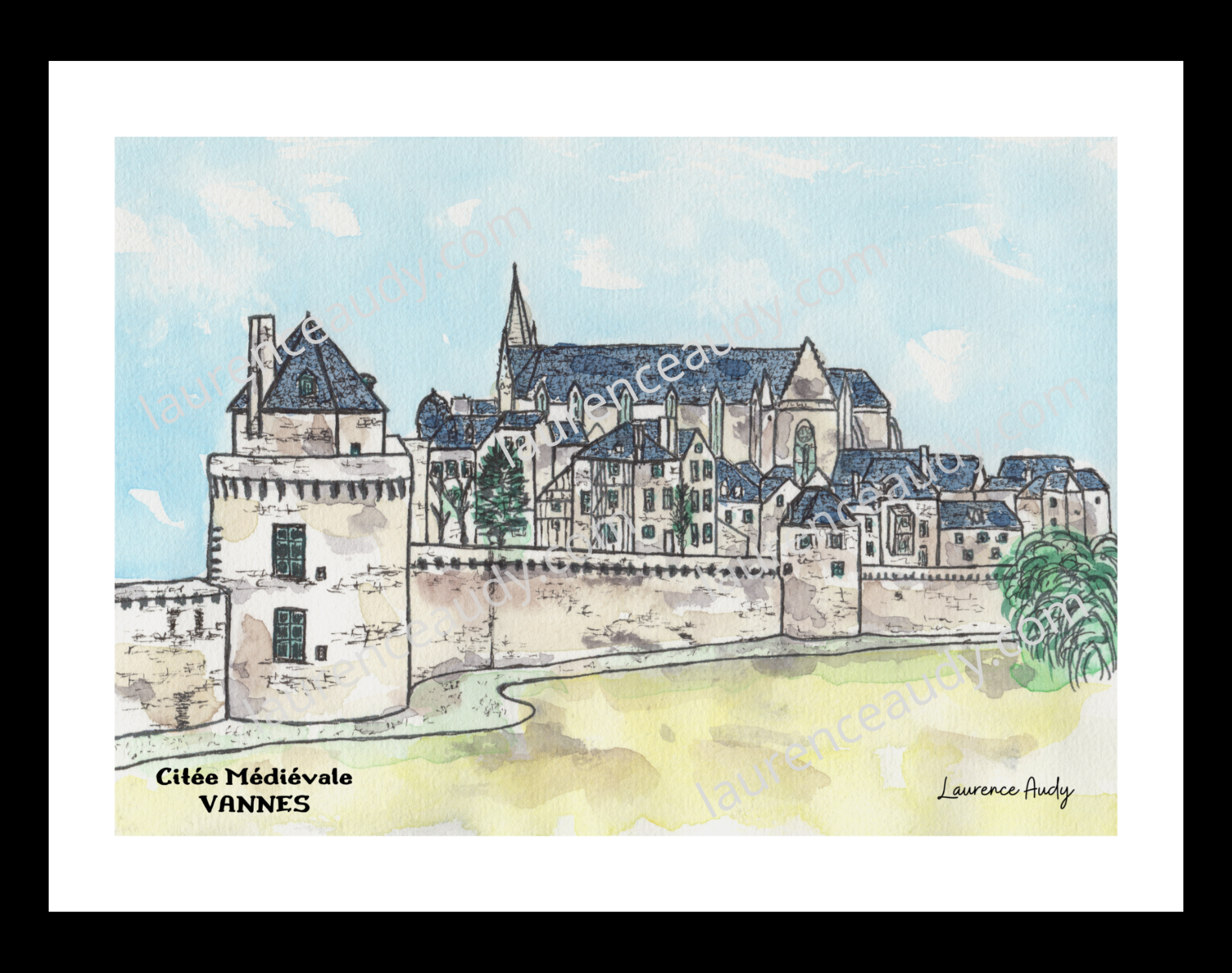 Affiche Citée médiévale Vannes — aquarelle – Image 2