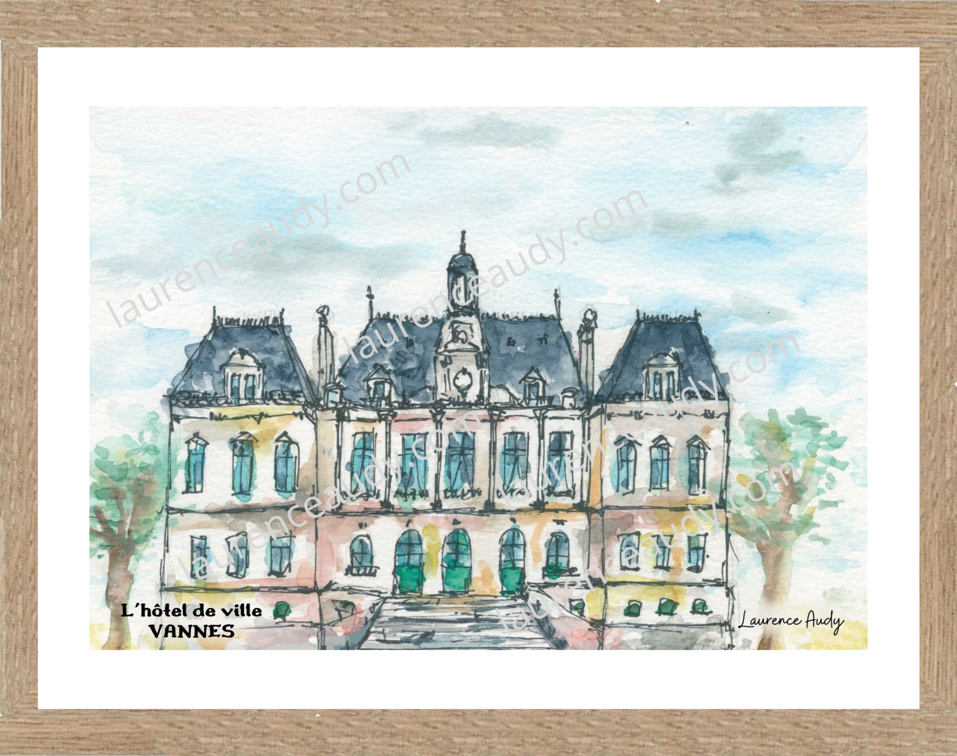 Affiche Hôtel de ville à Vannes — aquarelle – Image 2