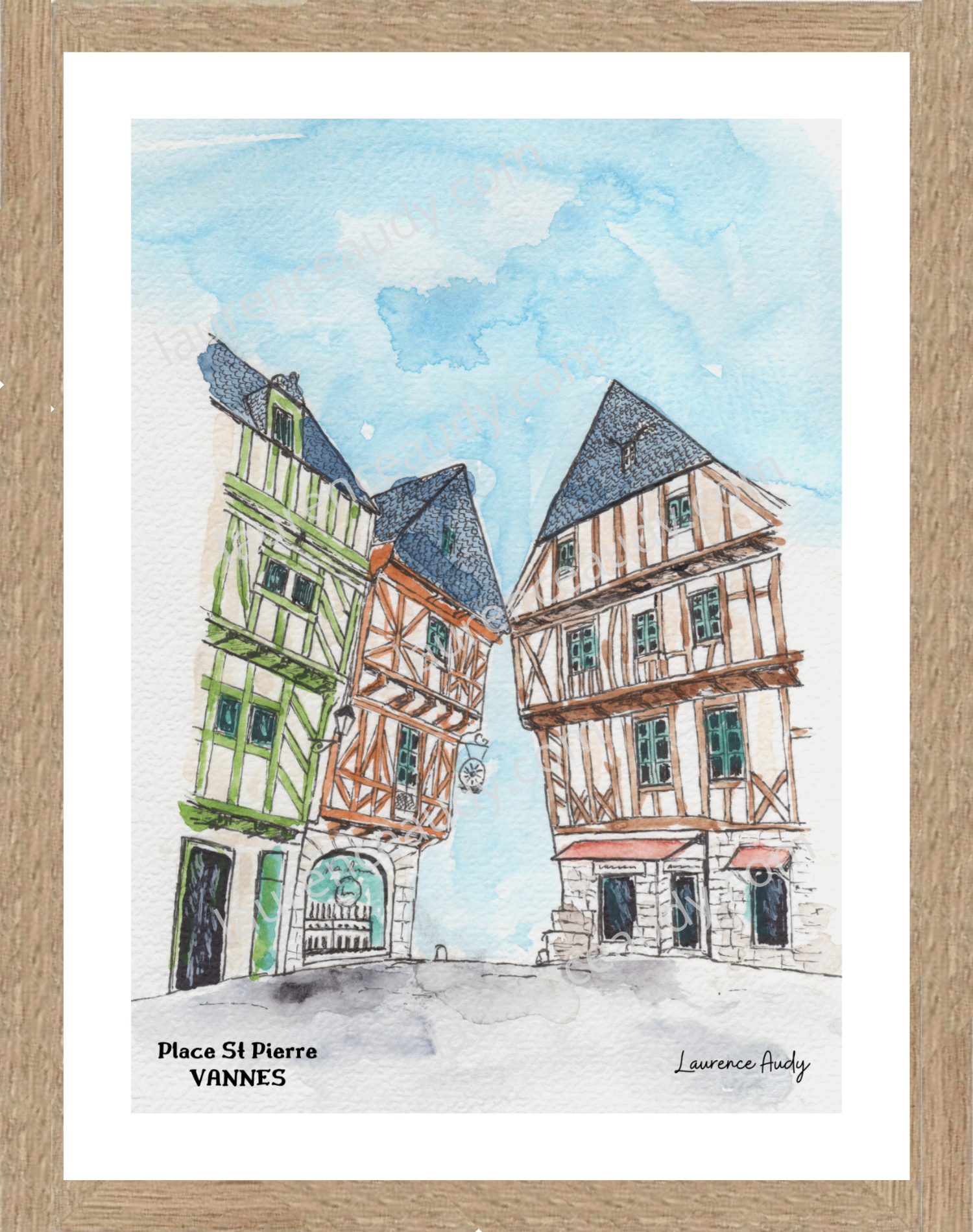 Affiche Place St Pierre Vannes — aquarelle – Image 3