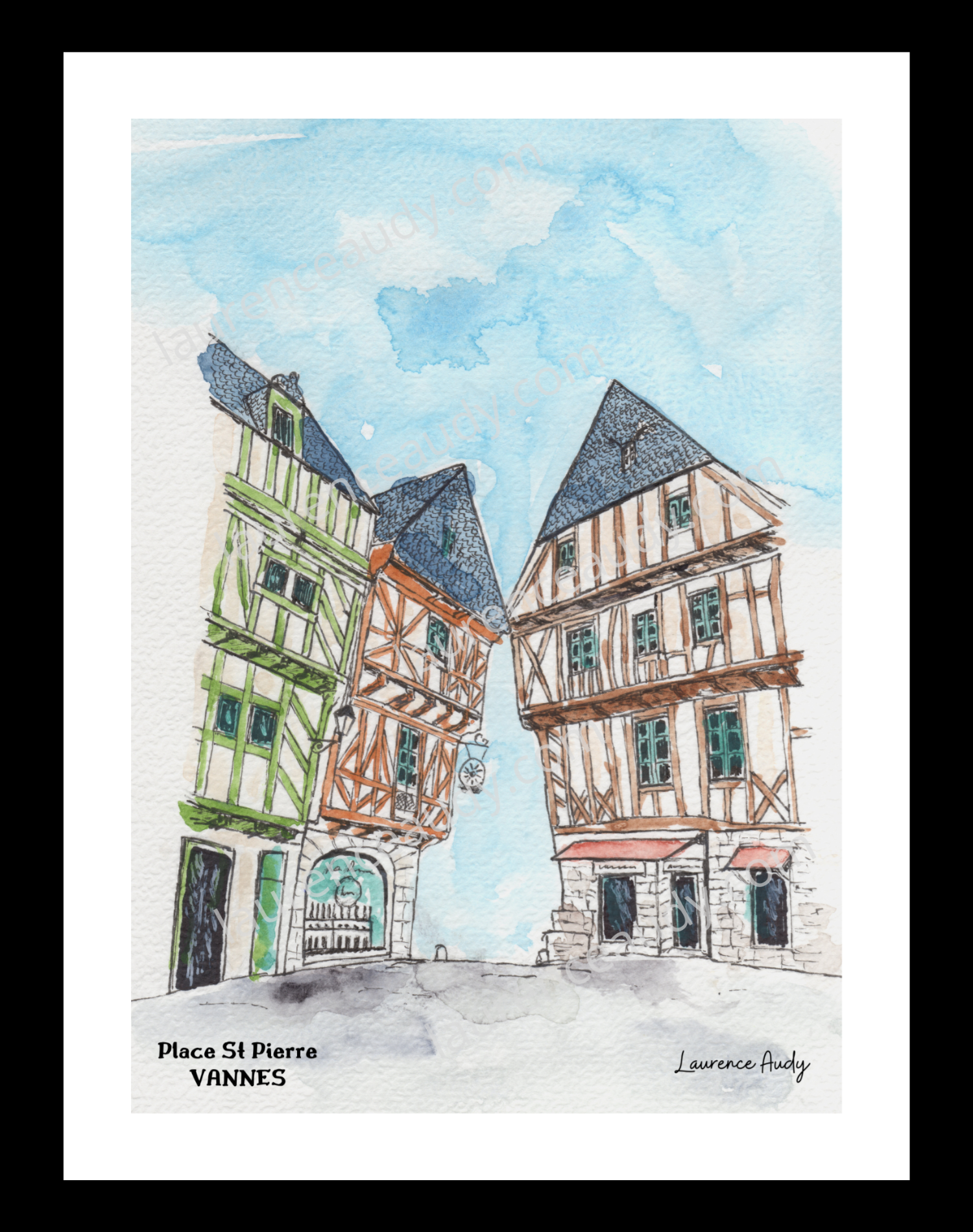 Affiche Place St Pierre Vannes — aquarelle – Image 2
