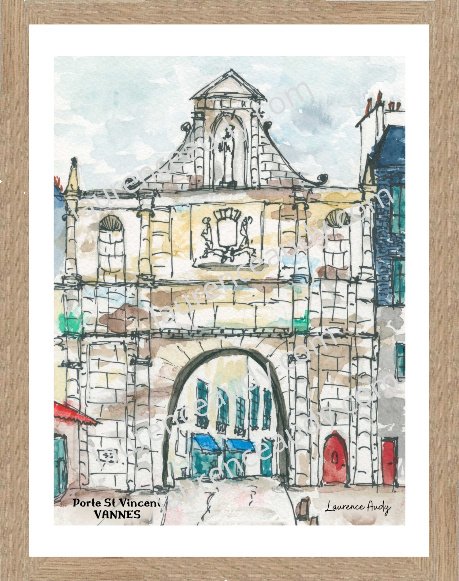 Affiche La porte St Vincent de Vannes — aquarelle – Image 3