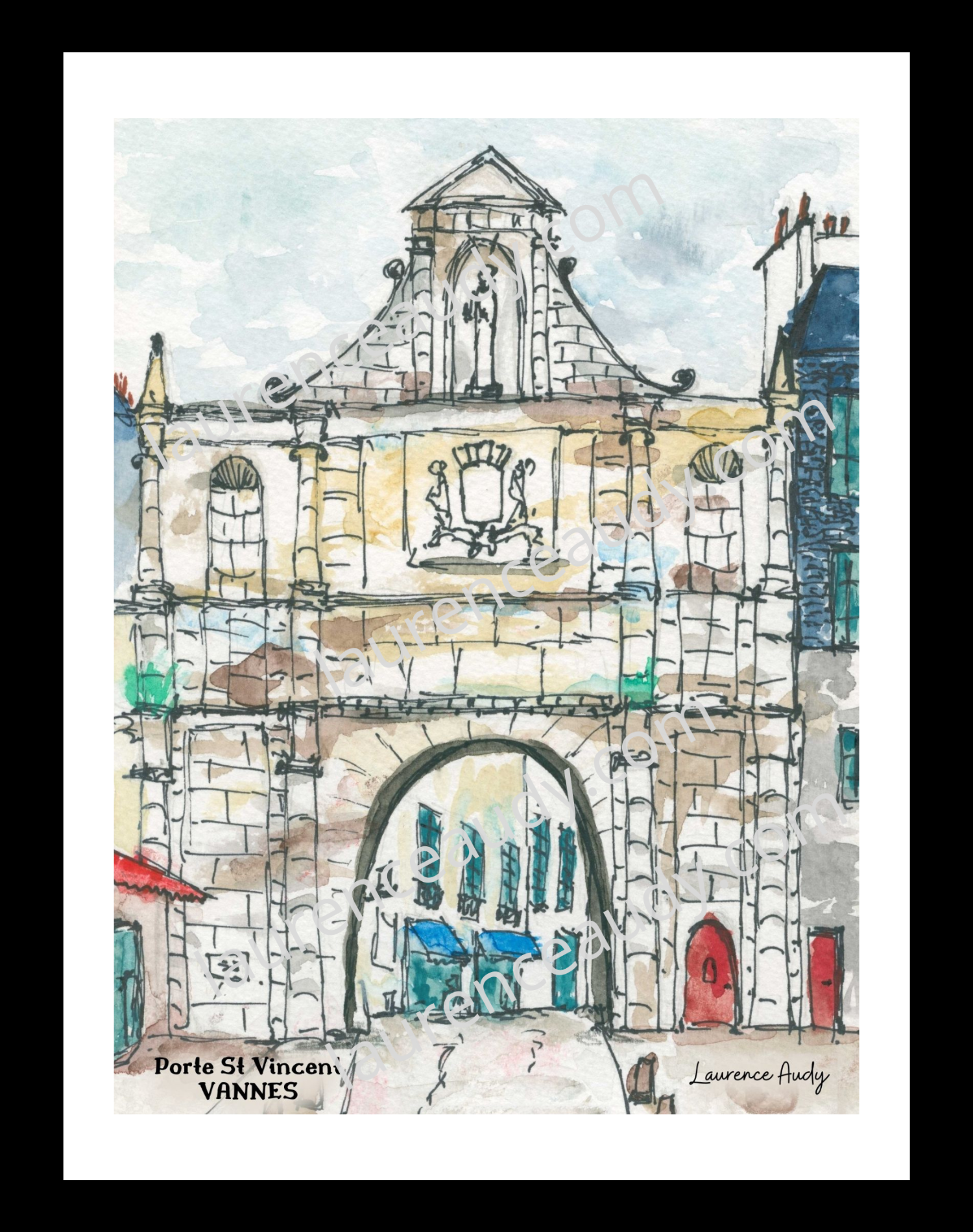 Affiche La porte St Vincent de Vannes — aquarelle – Image 2