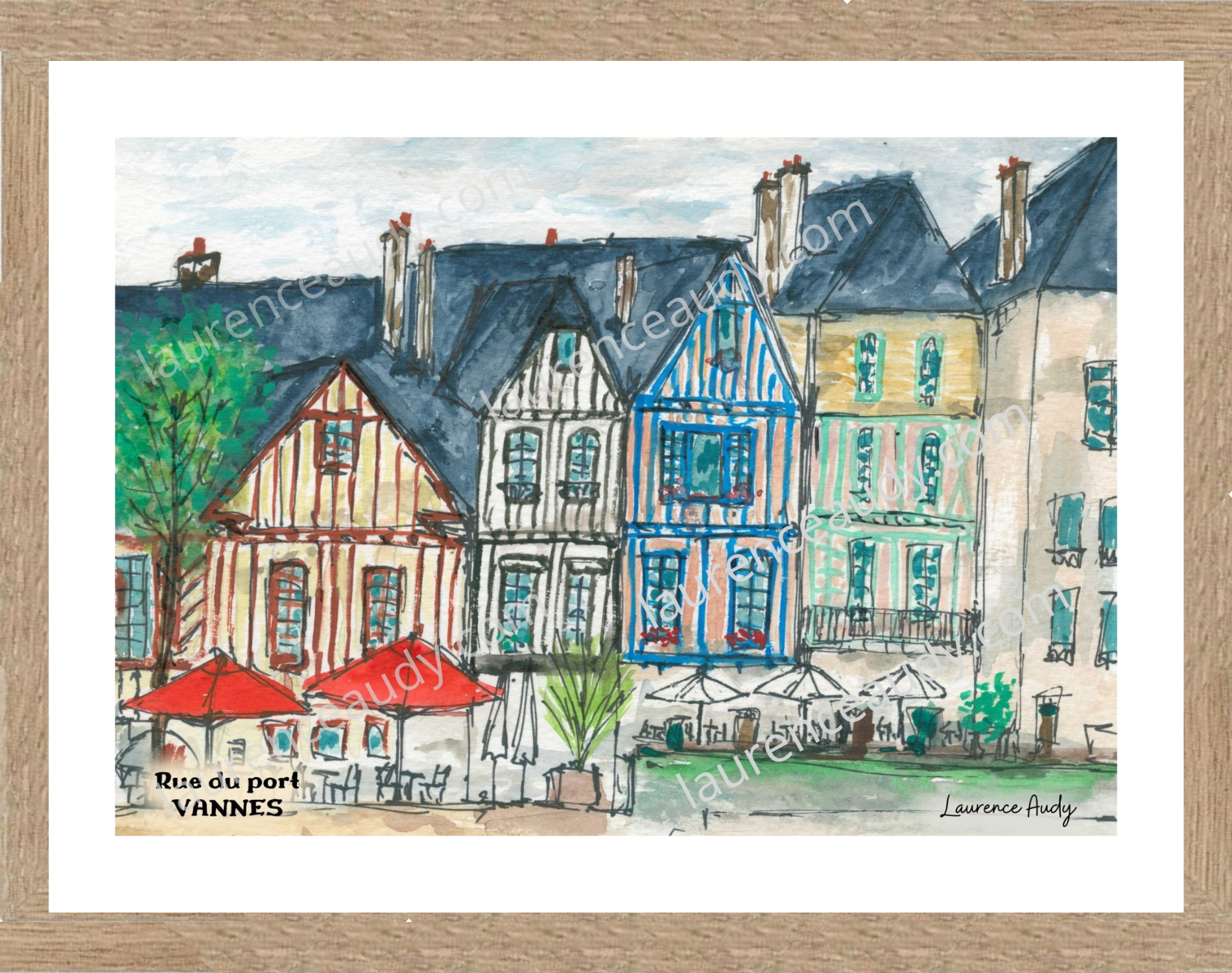 Affiche rue du port à Vannes — aquarelle – Image 2