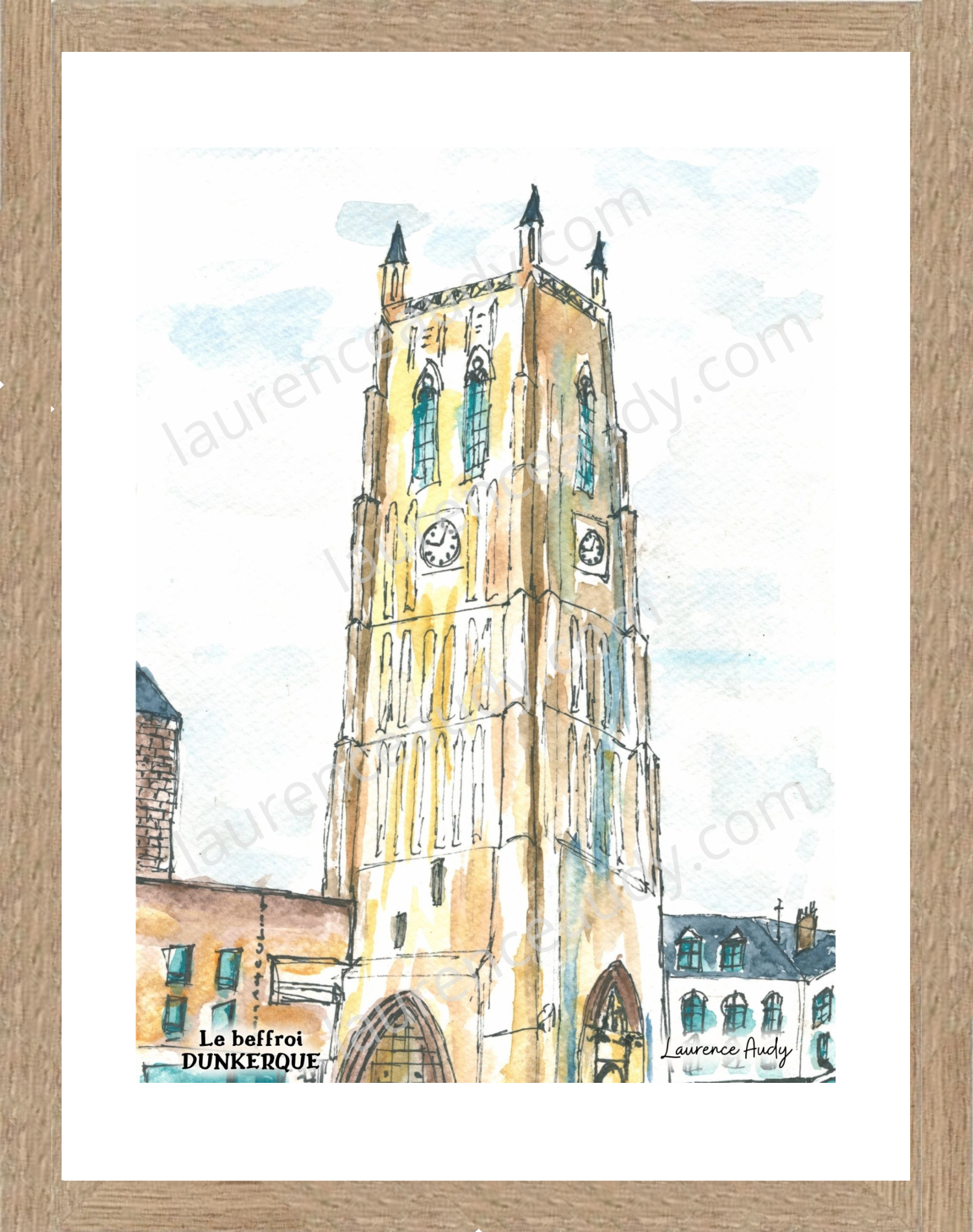 Affiche beffroi de Dunkerque — aquarelle – Image 2