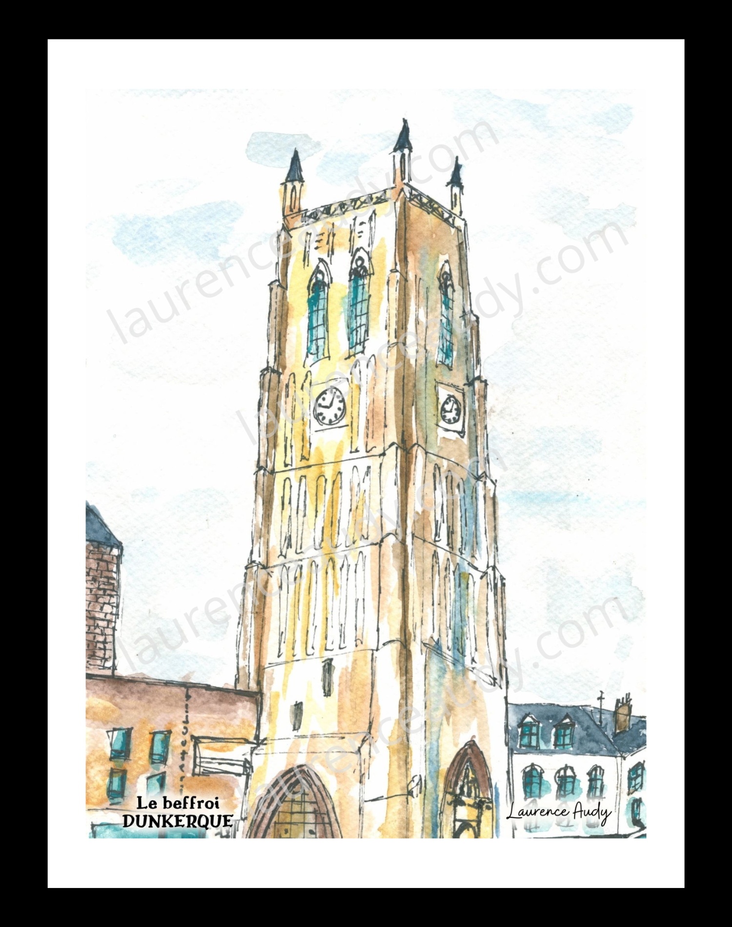 Affiche beffroi de Dunkerque — aquarelle – Image 3