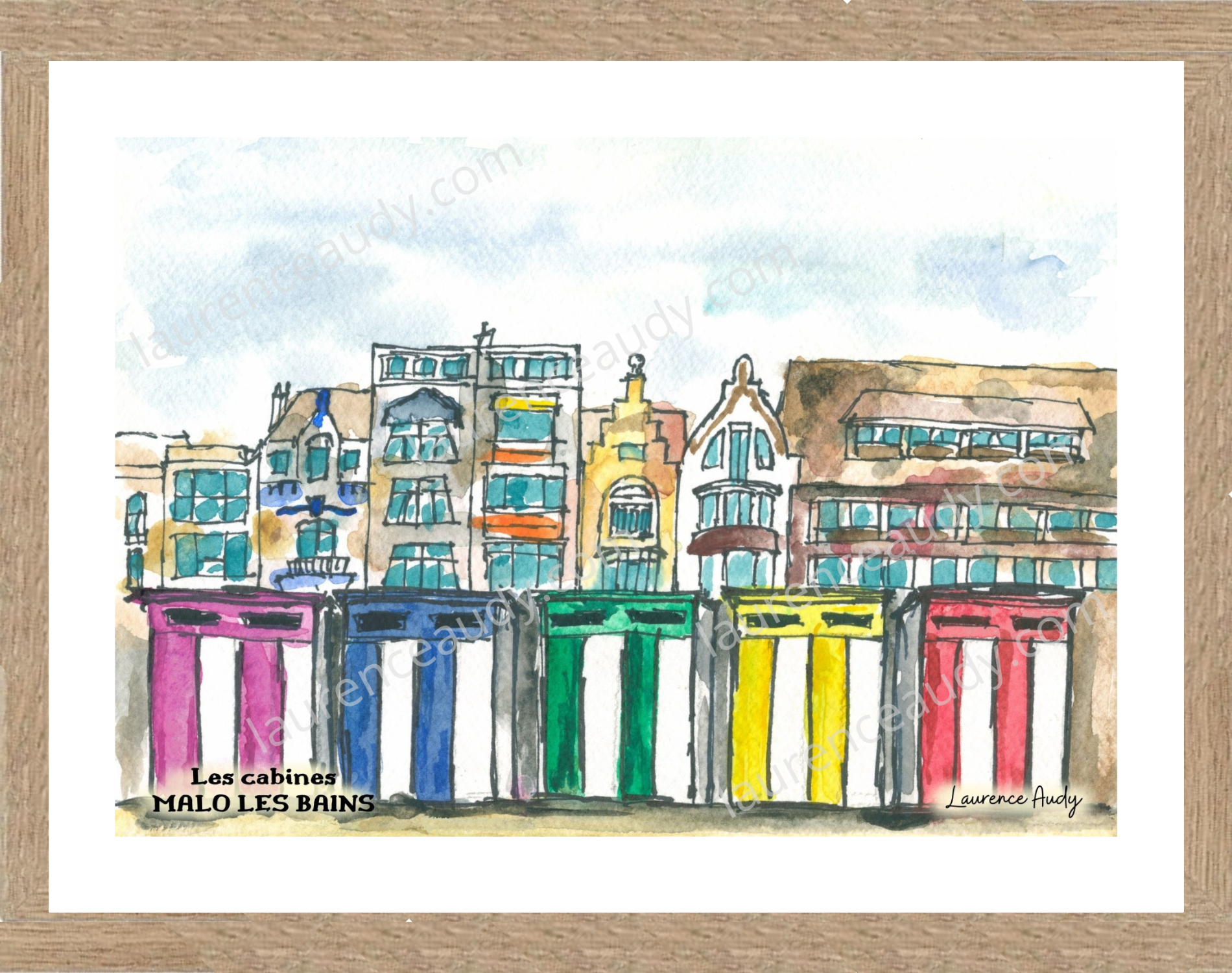 Affiche cabines à Malo les bains — aquarelle – Image 2