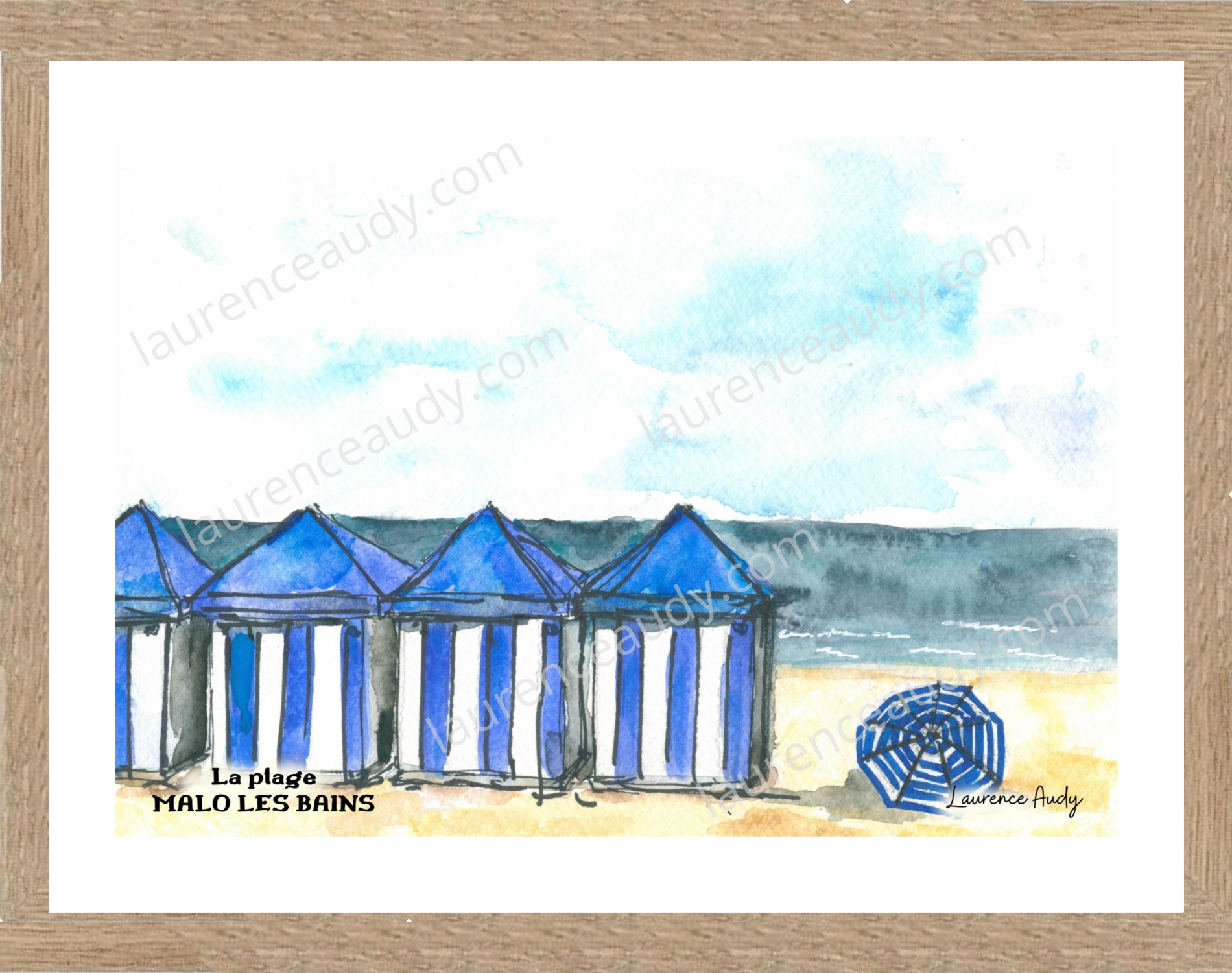 Affiche plage à Malo les bains — aquarelle – Image 2