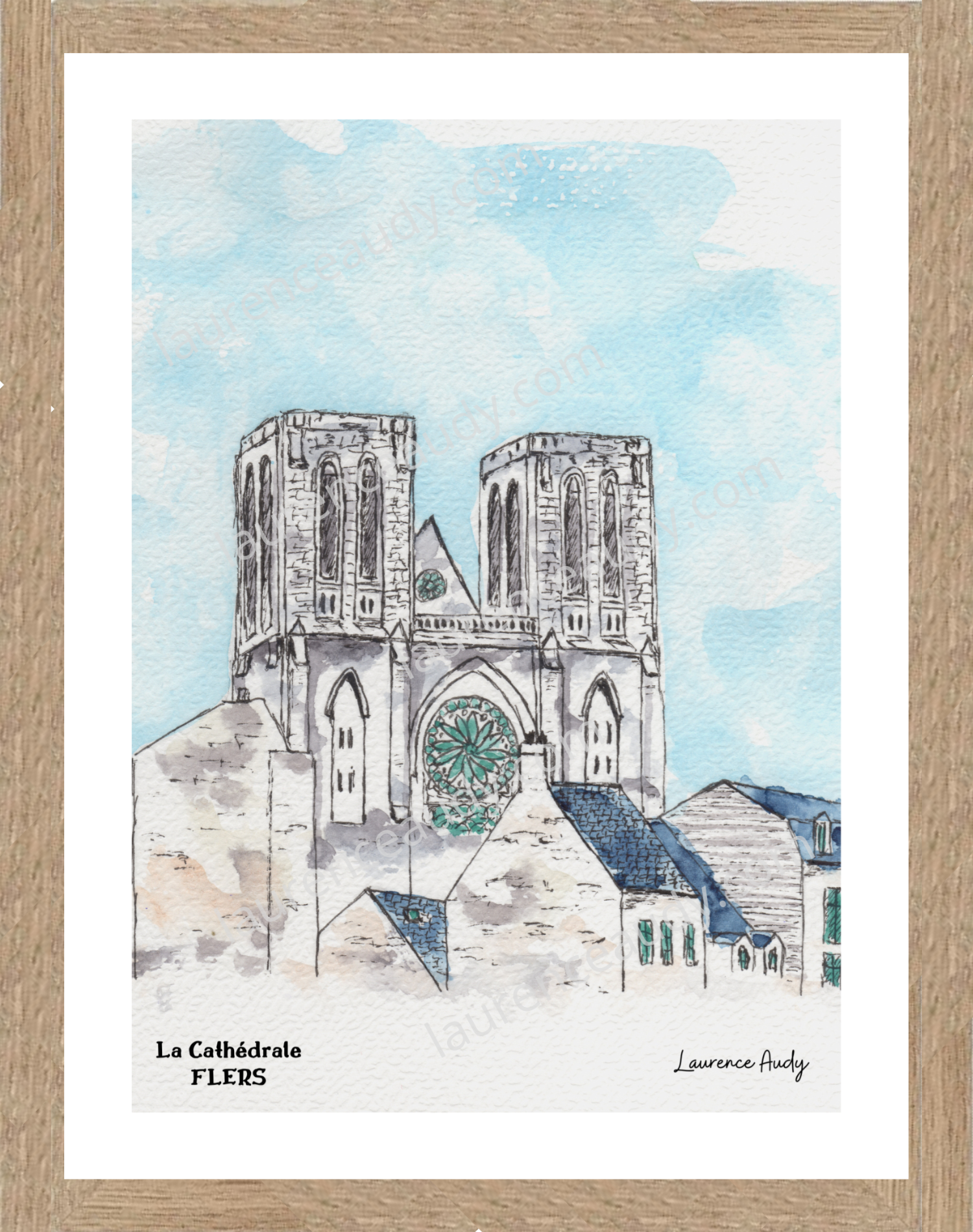 Affiche cathédrale Flers — aquarelle – Image 2