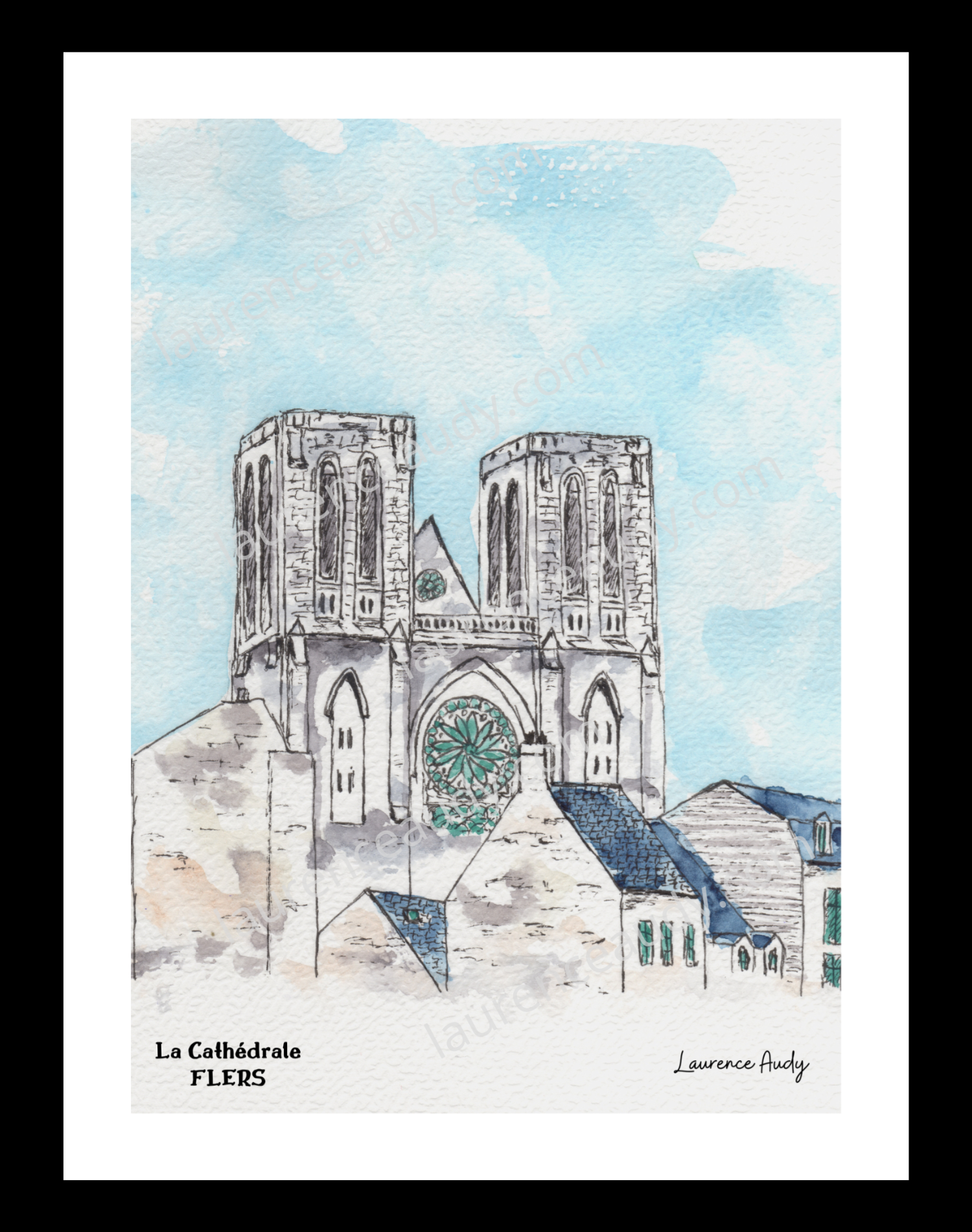 Affiche cathédrale Flers — aquarelle – Image 3